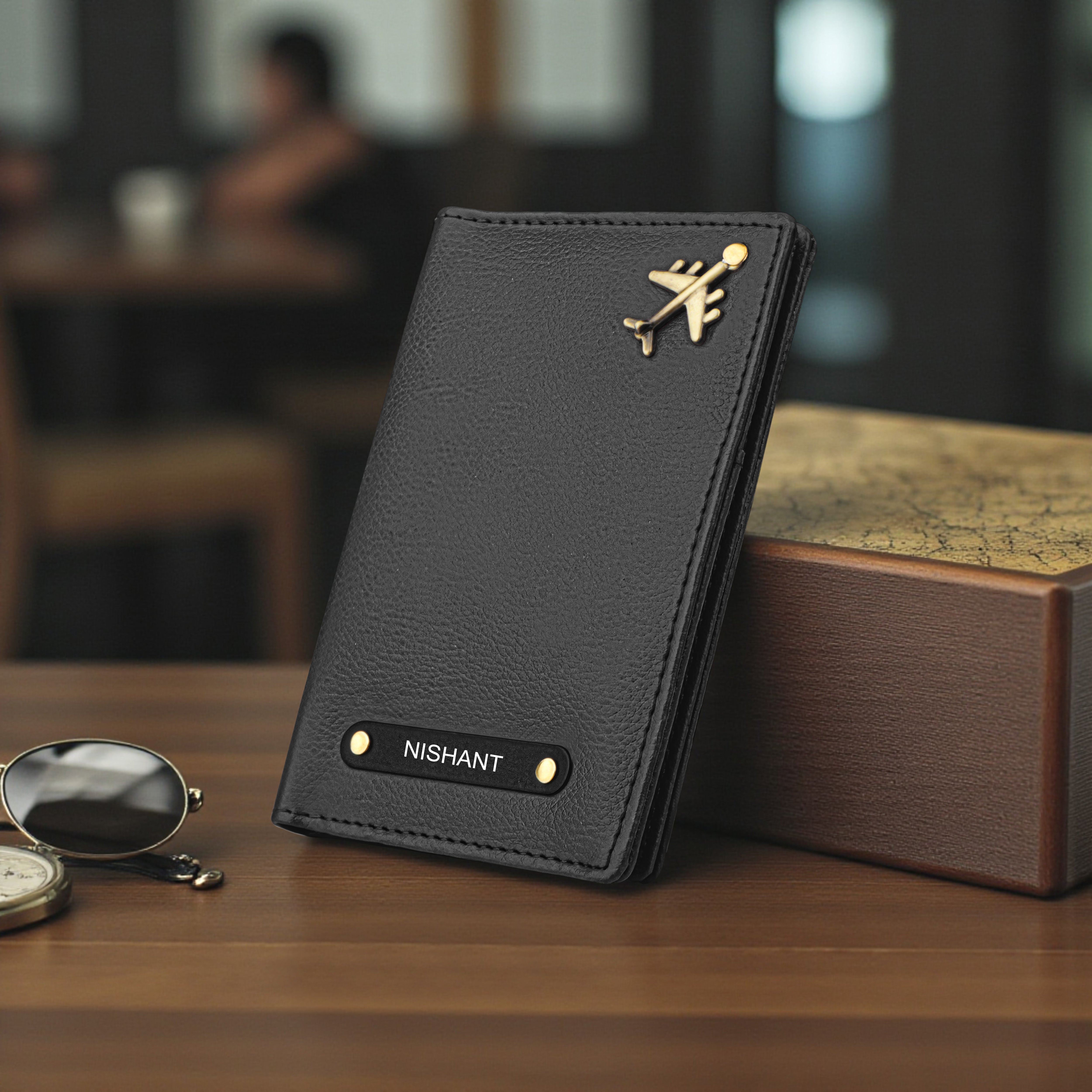 Personalized Wanderlust Passport Cover - Black