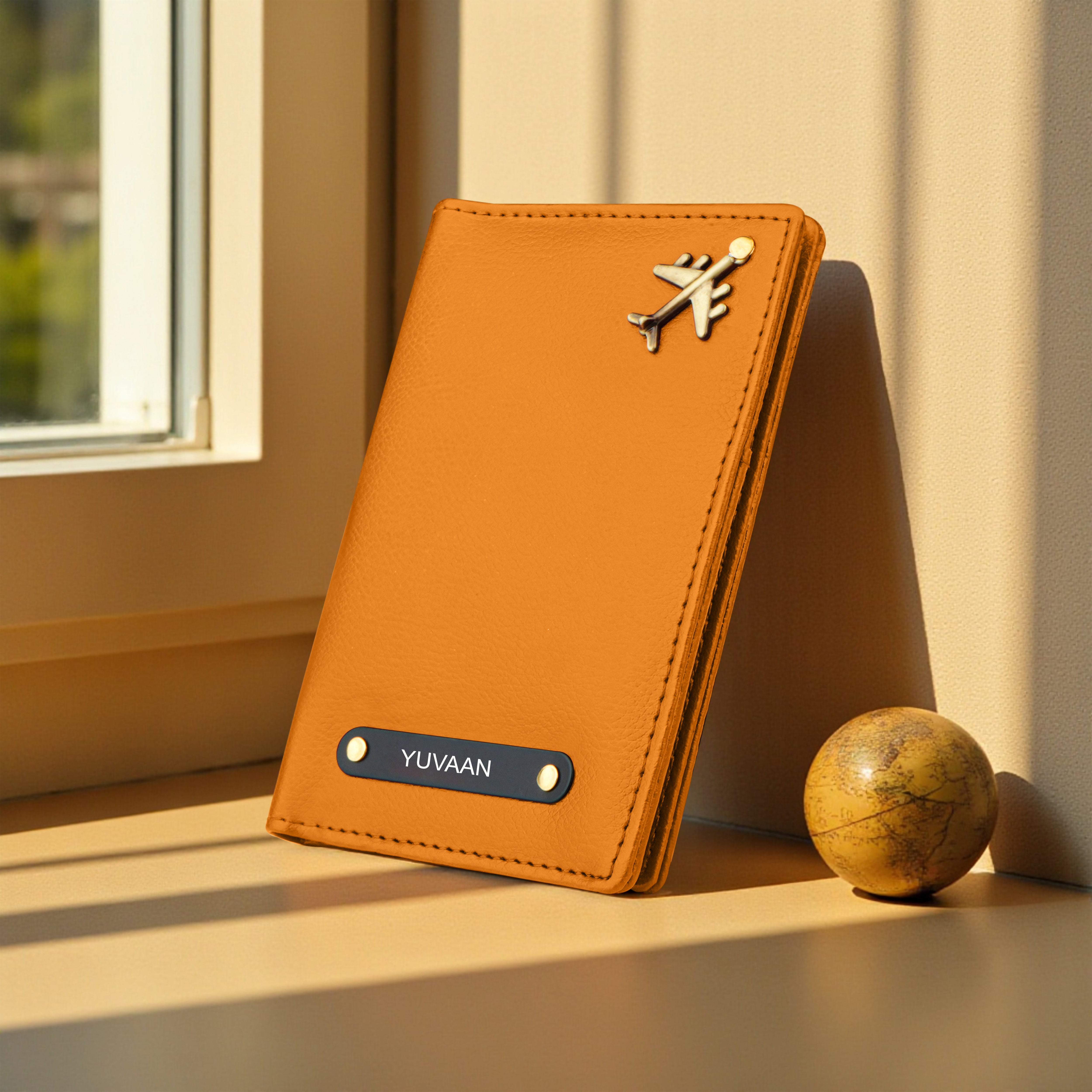 Personalized Wanderlust Passport Cover - Mustard