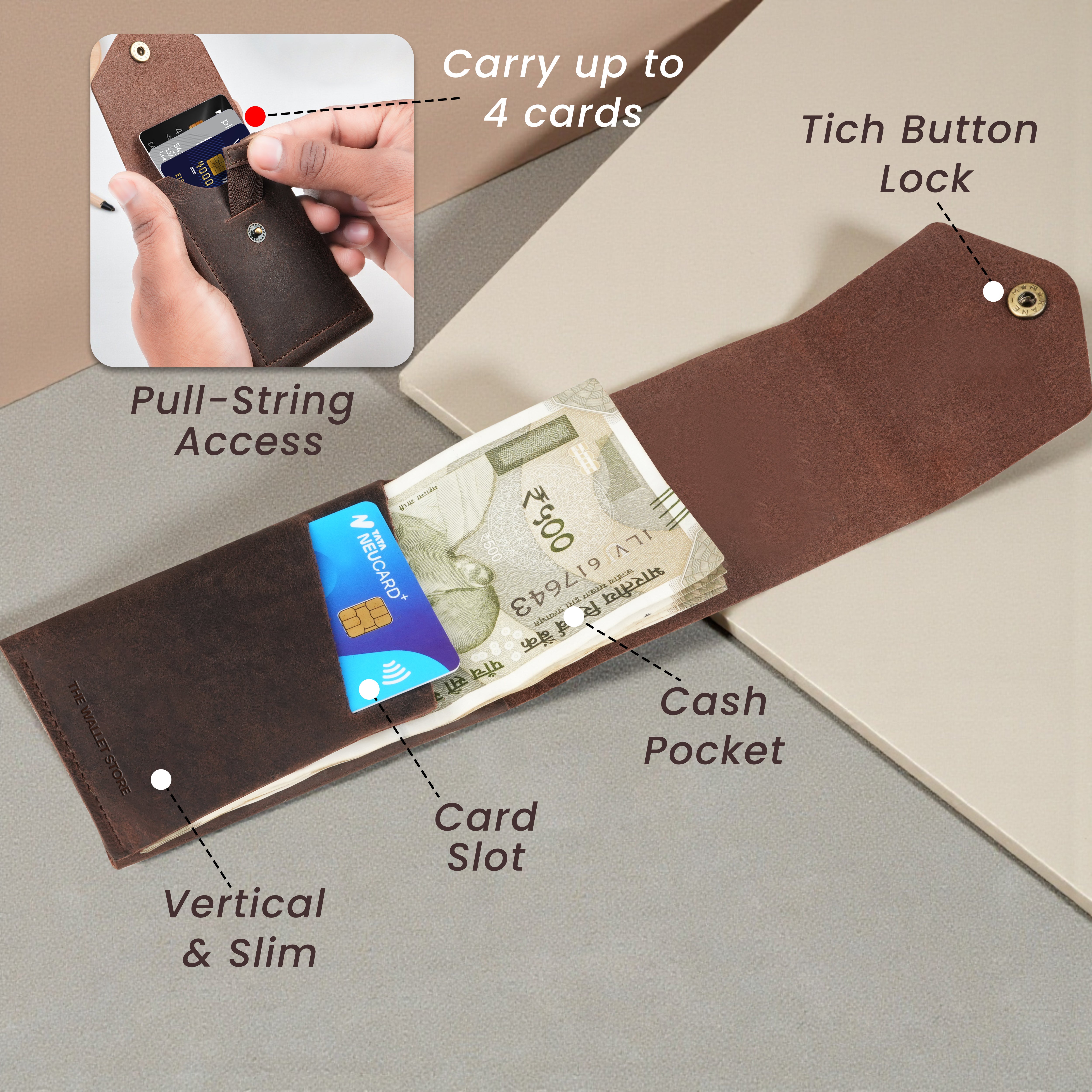 Flip Genuine Leather Wallet - Brown