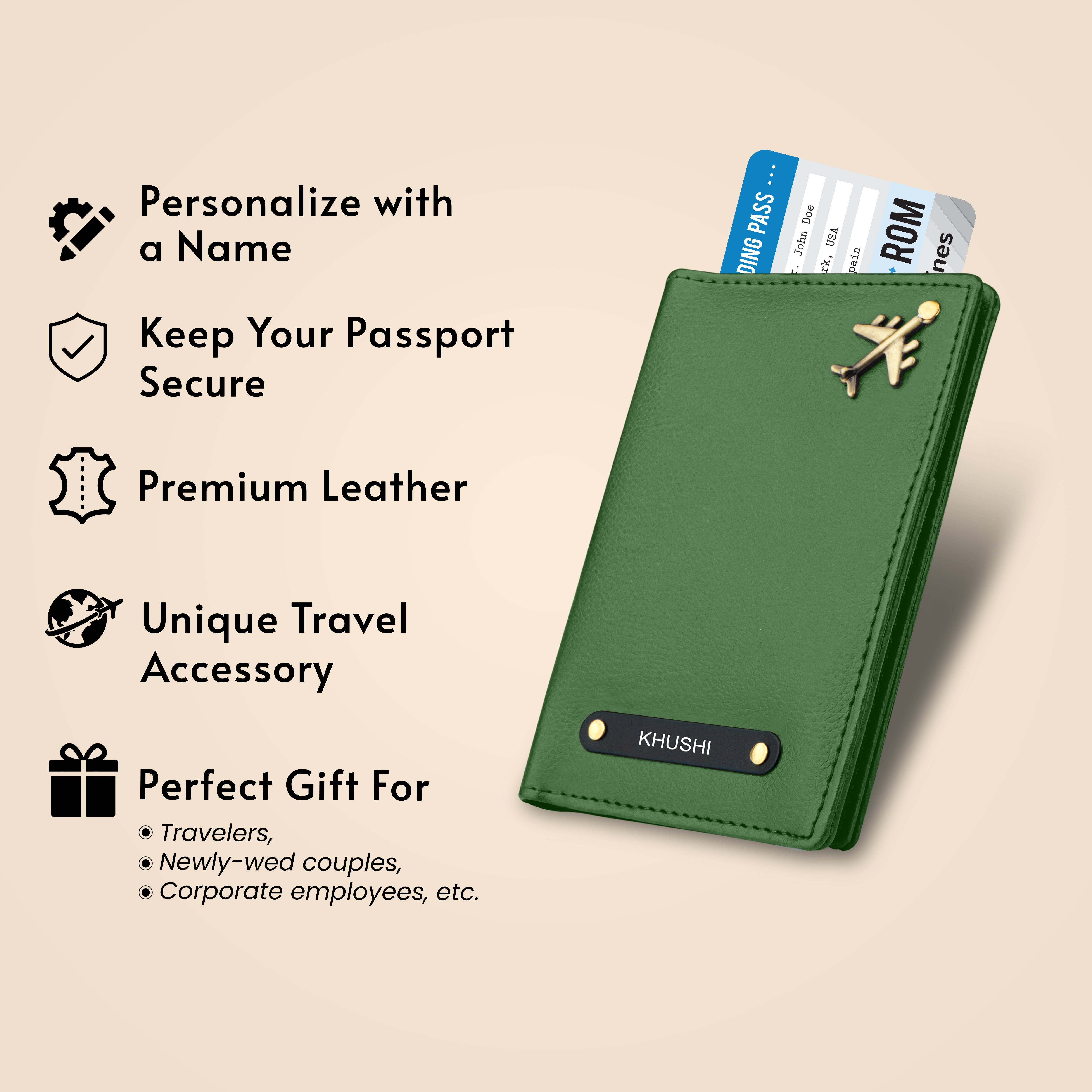 Personalized Wanderlust Passport Cover - Green