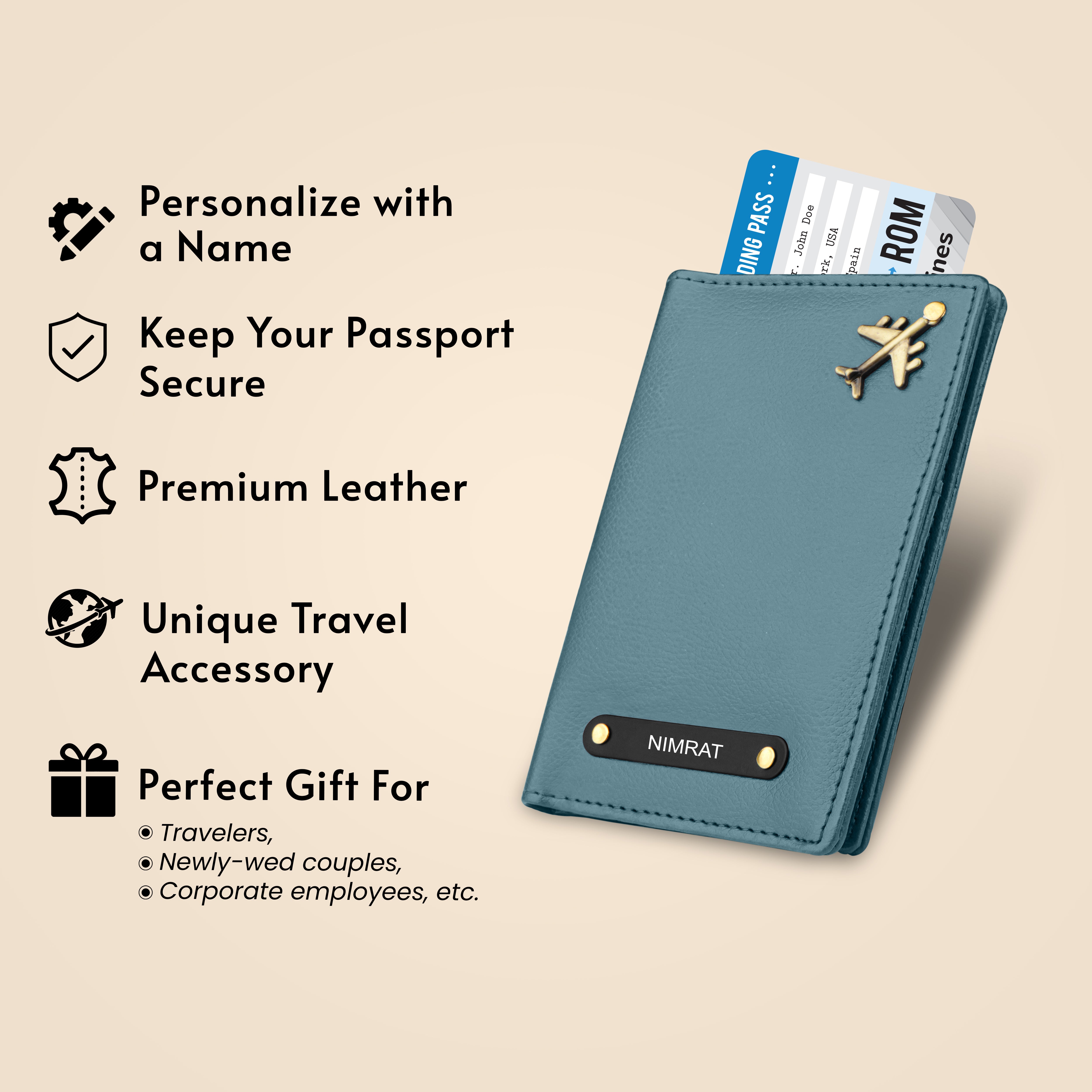Personalized Wanderlust Passport Cover - Blue