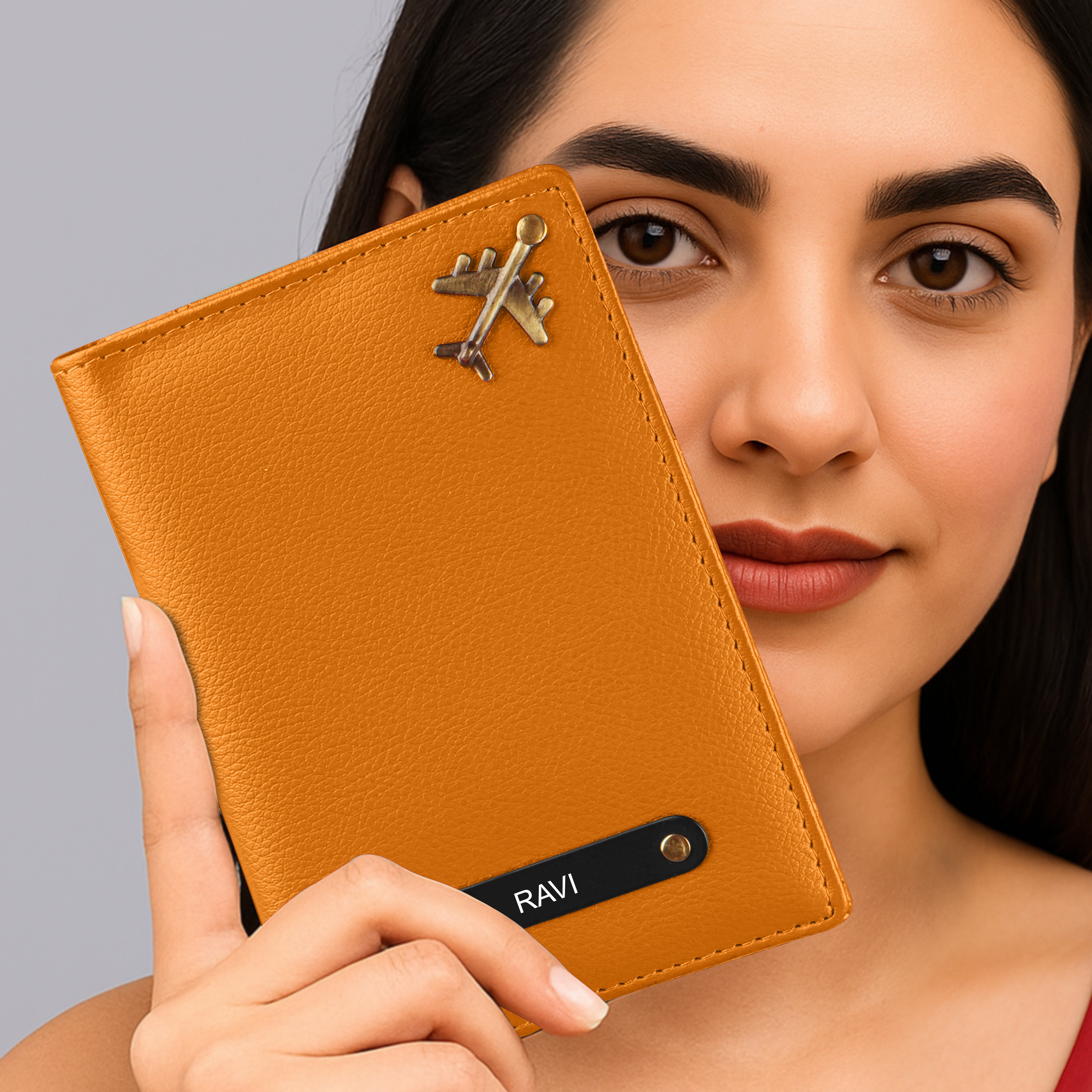 Personalized Wanderlust Passport Cover - Mustard