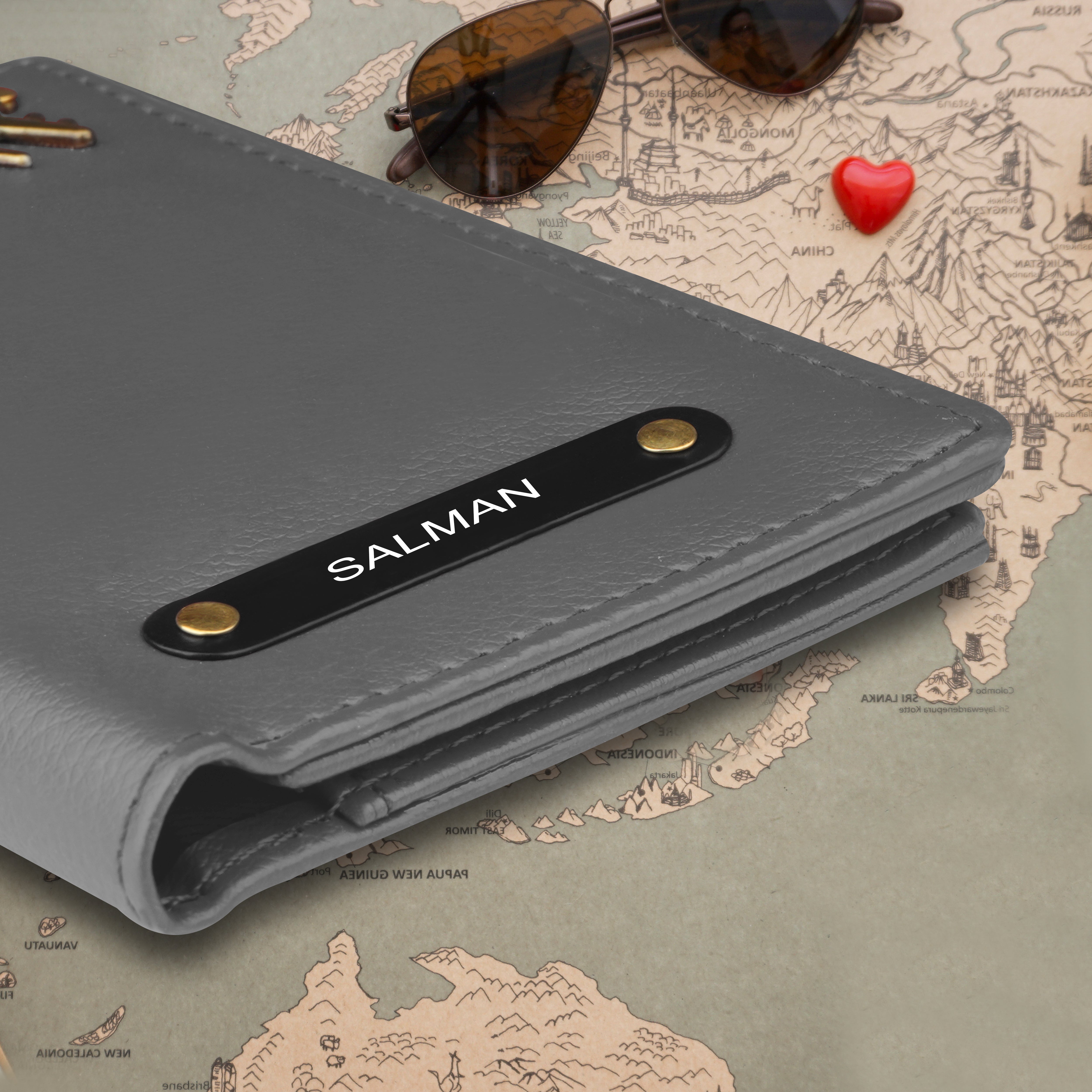 Personalized Wanderlust Passport Cover - Grey