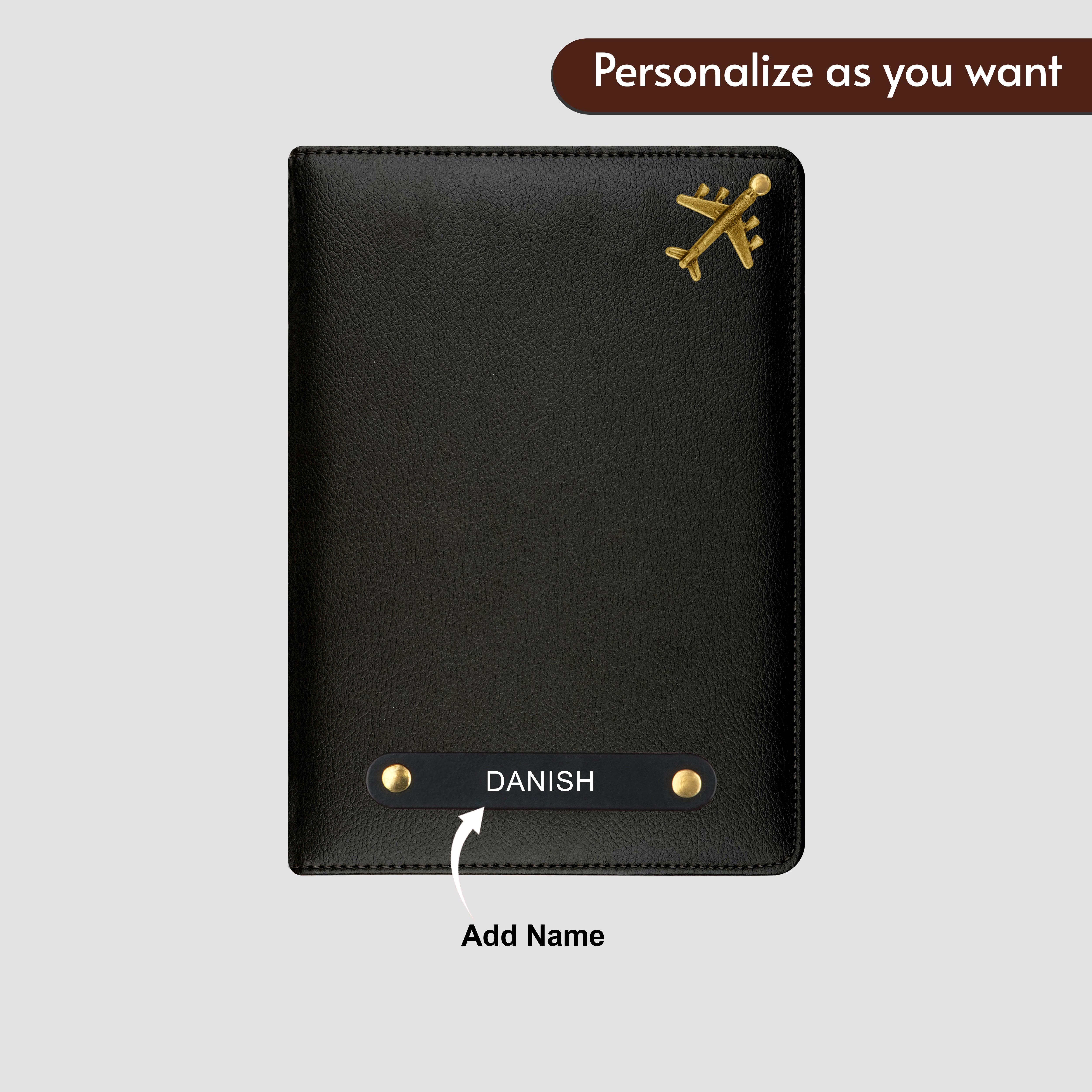 Personalized Wanderlust Passport Cover - Black