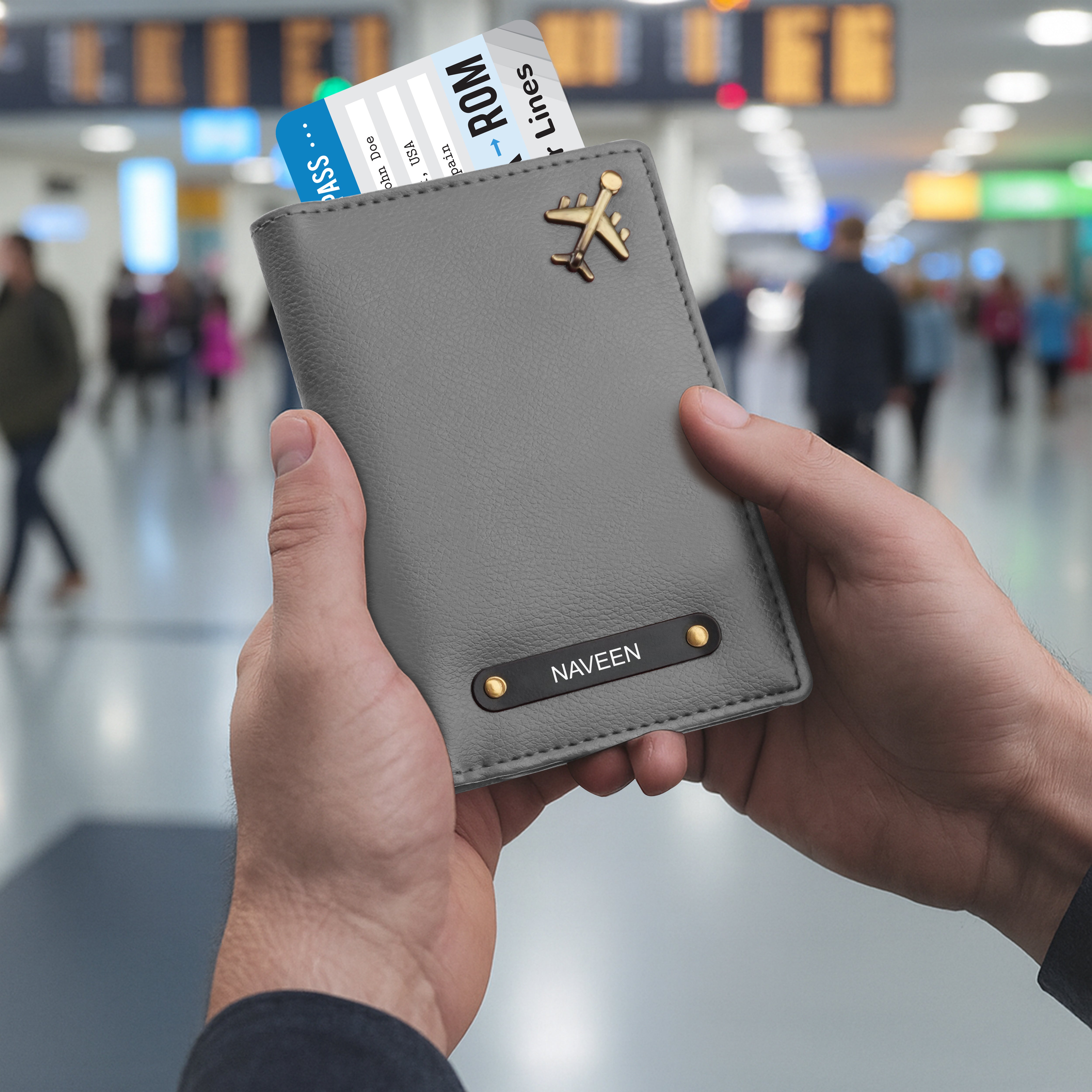 Personalized Wanderlust Passport Cover - Grey