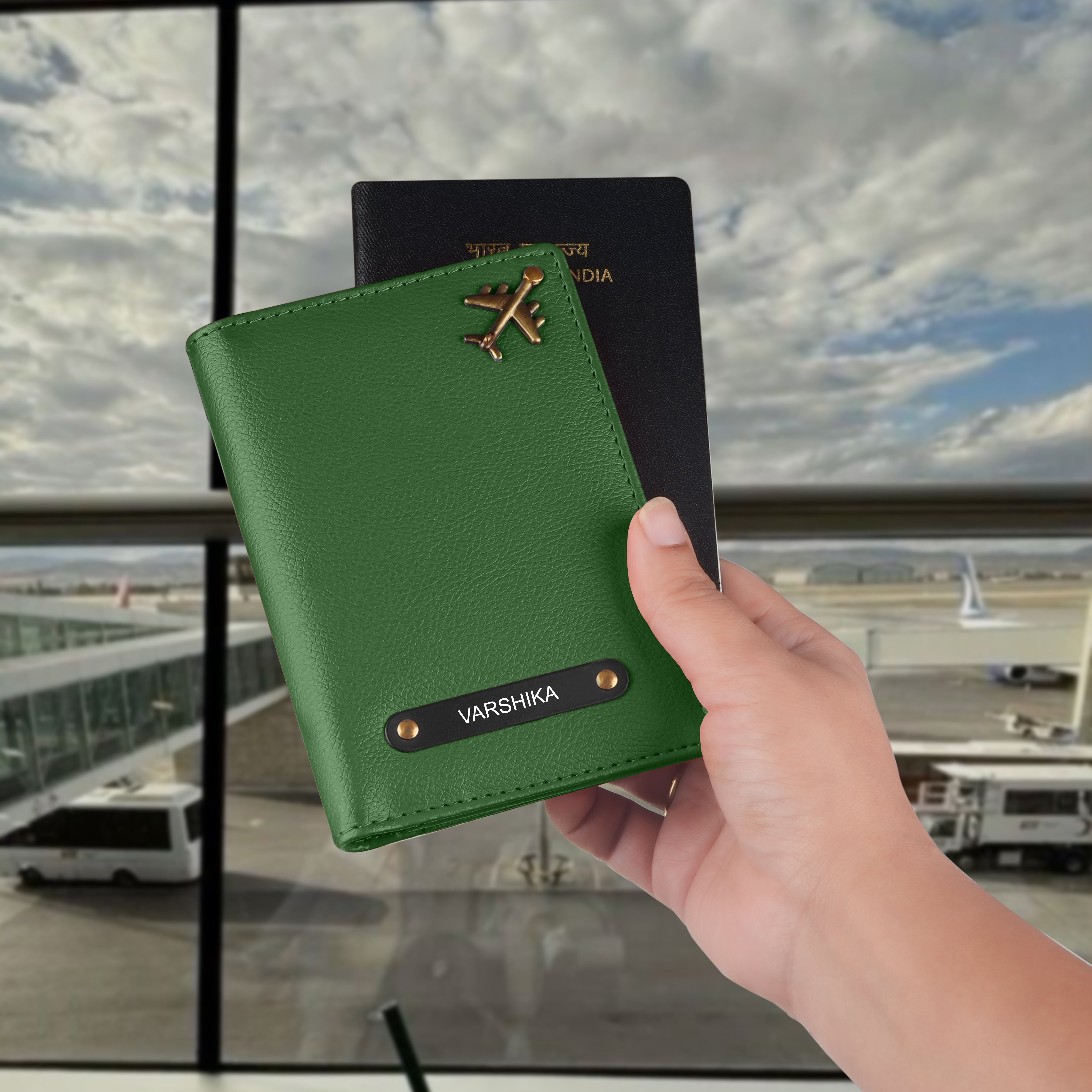 Personalized Wanderlust Passport Cover - Green
