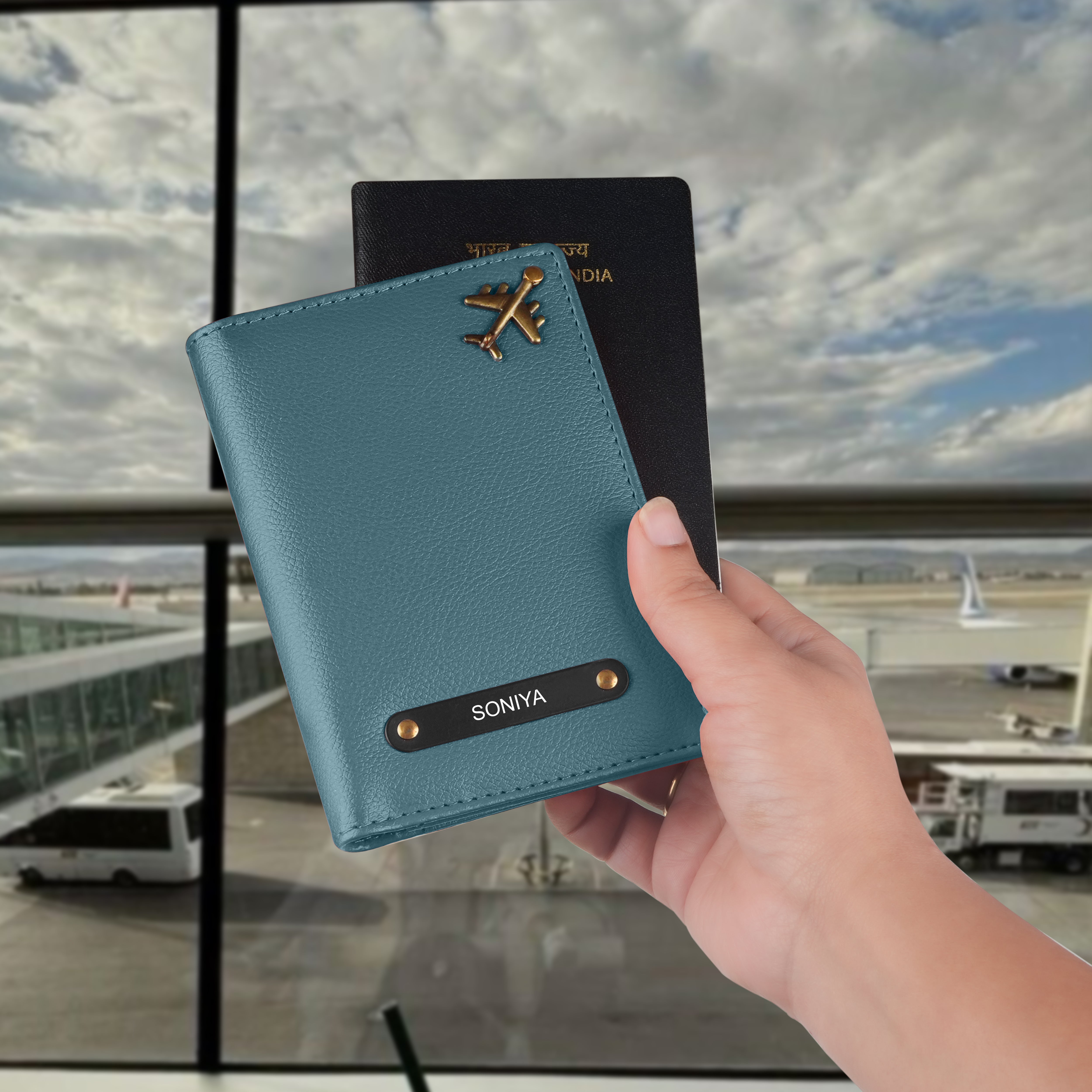 Personalized Wanderlust Passport Cover - Blue