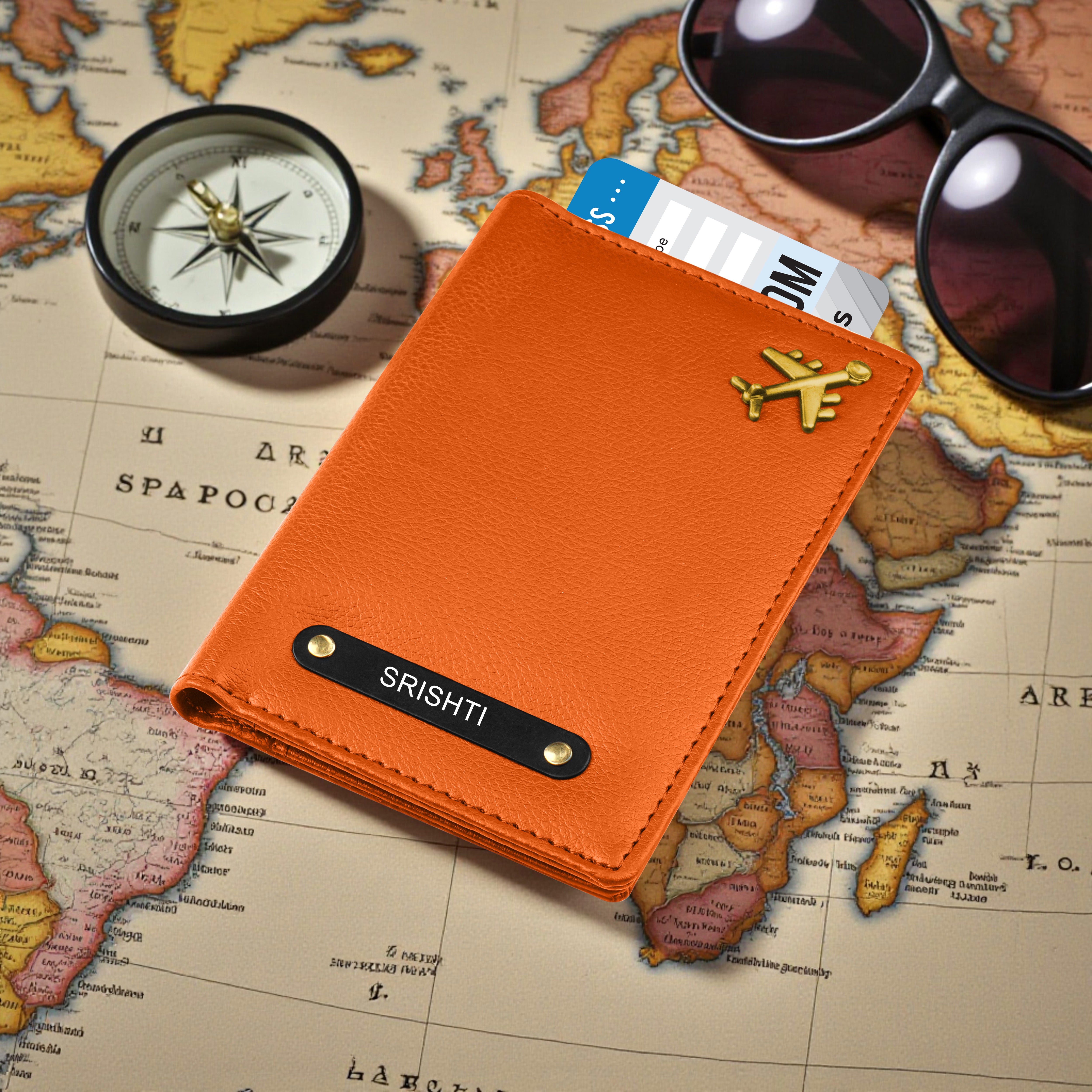 Personalized Wanderlust Passport Cover - Orange