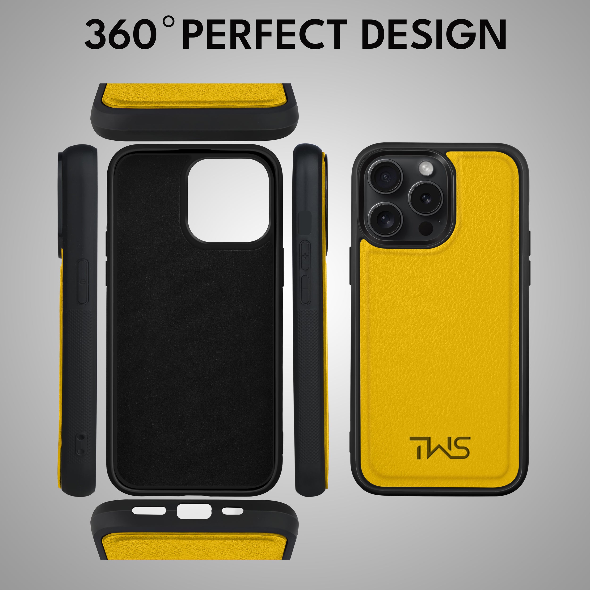 Premium Vegan Leather iPhone Case Cover - Yellow