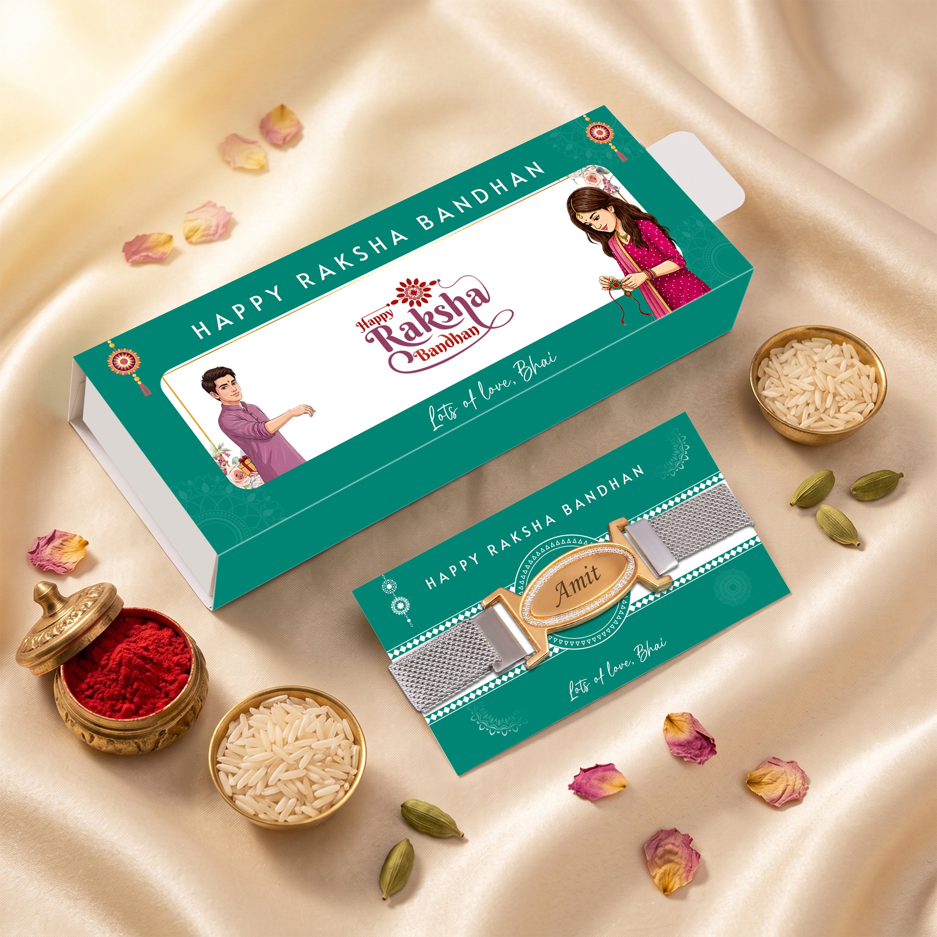 Shahi Bandhan Personalized Bracelet Rakhi With Gift Box