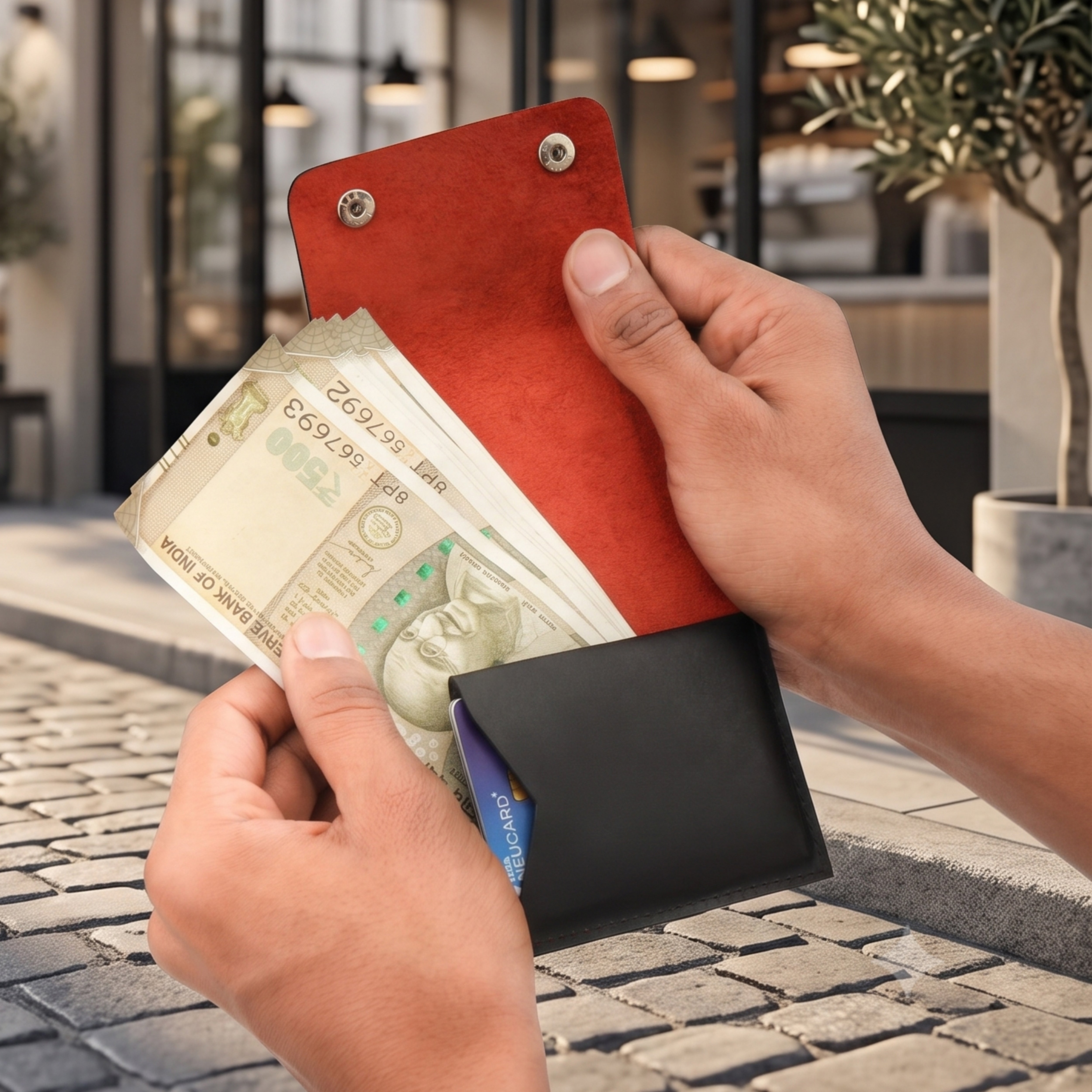 ClickKiss Minimalist Genuine Leather Wallet - Red