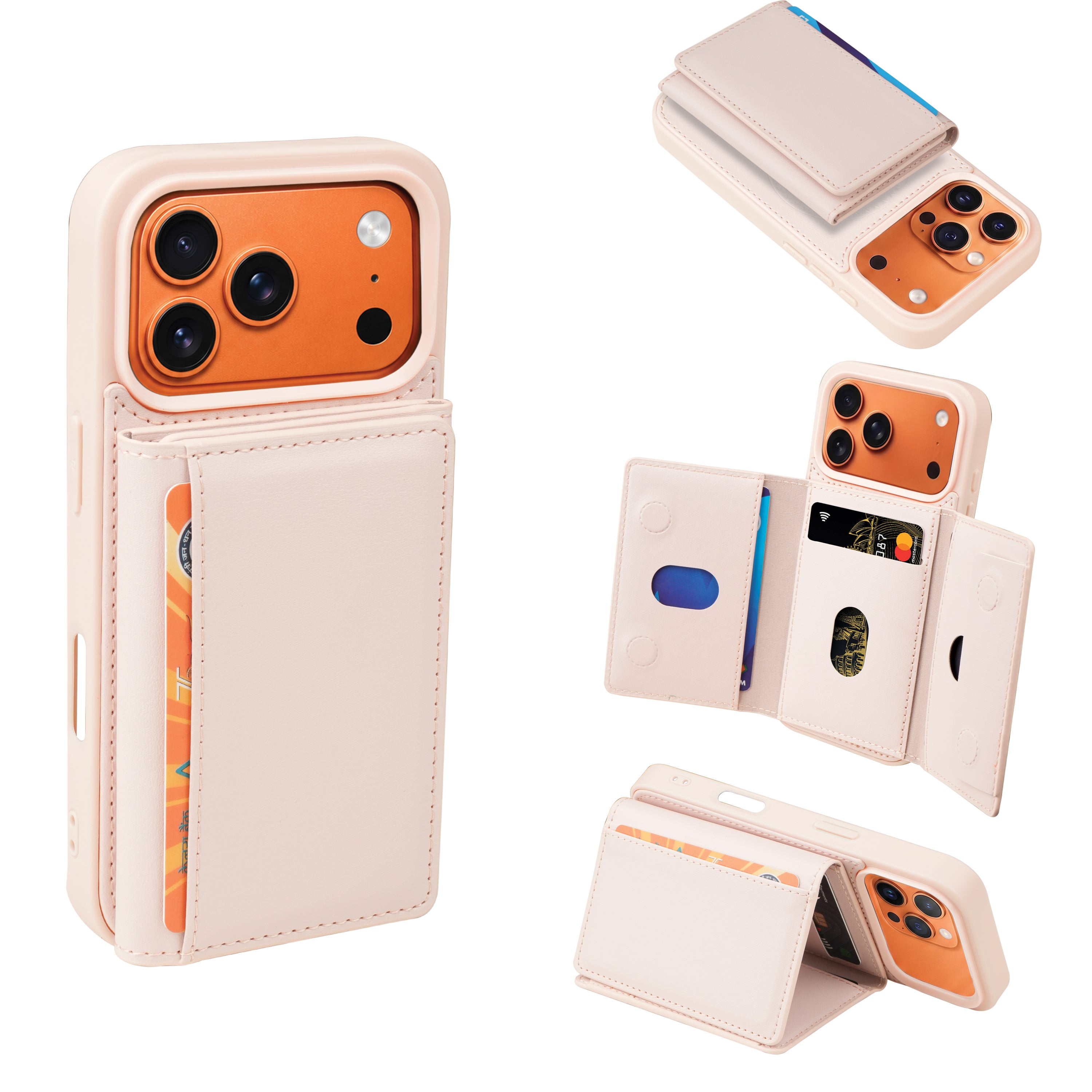 iPhone 17 Pro Max Magnetic Case with Detachable Cardholder - Pink