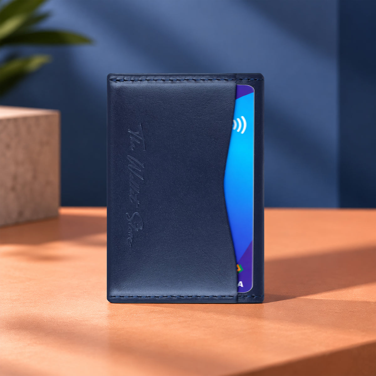 Axis Slim Leather Cardholder - Blue