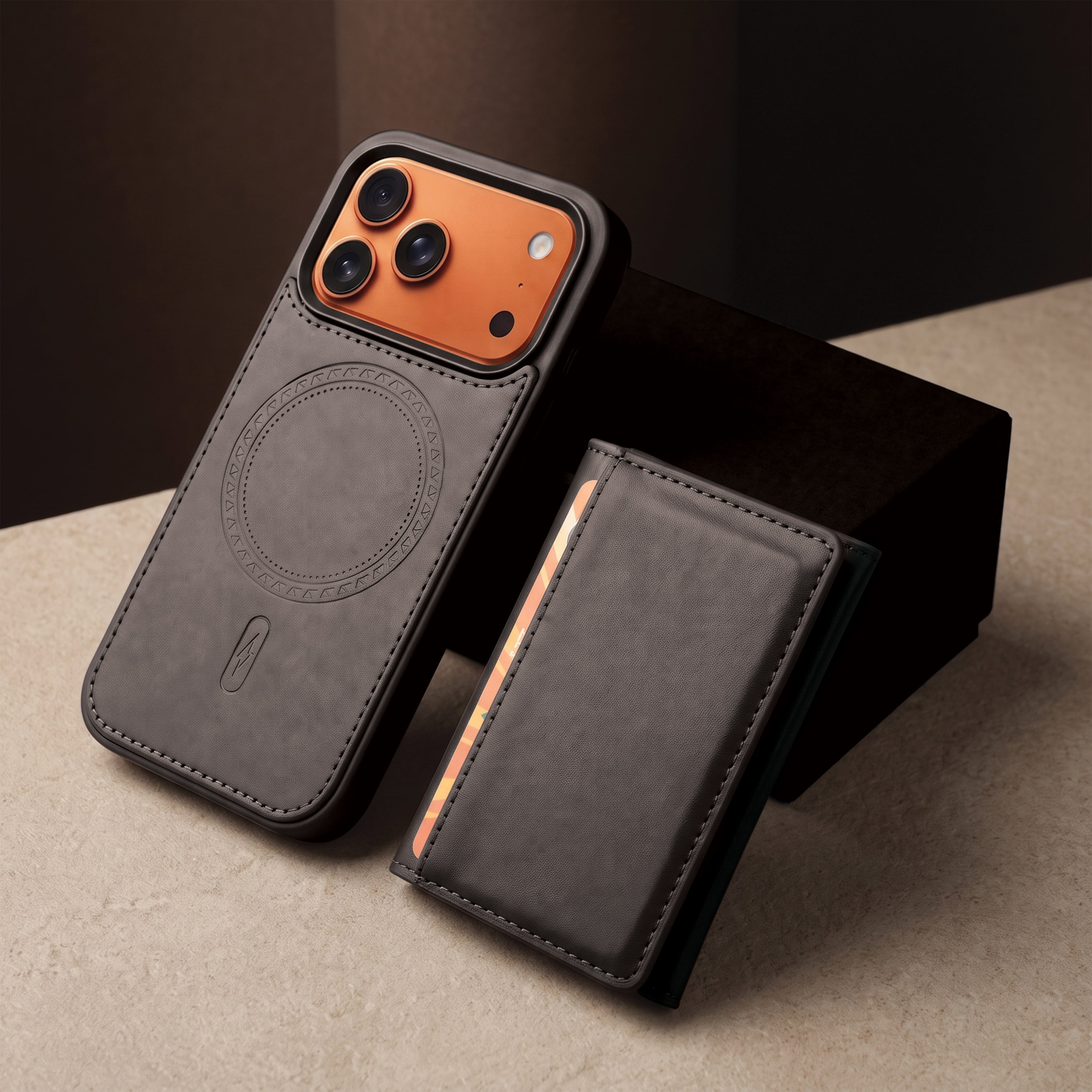 iPhone 17 Pro Max Magnetic Case with Detachable Cardholder - Black
