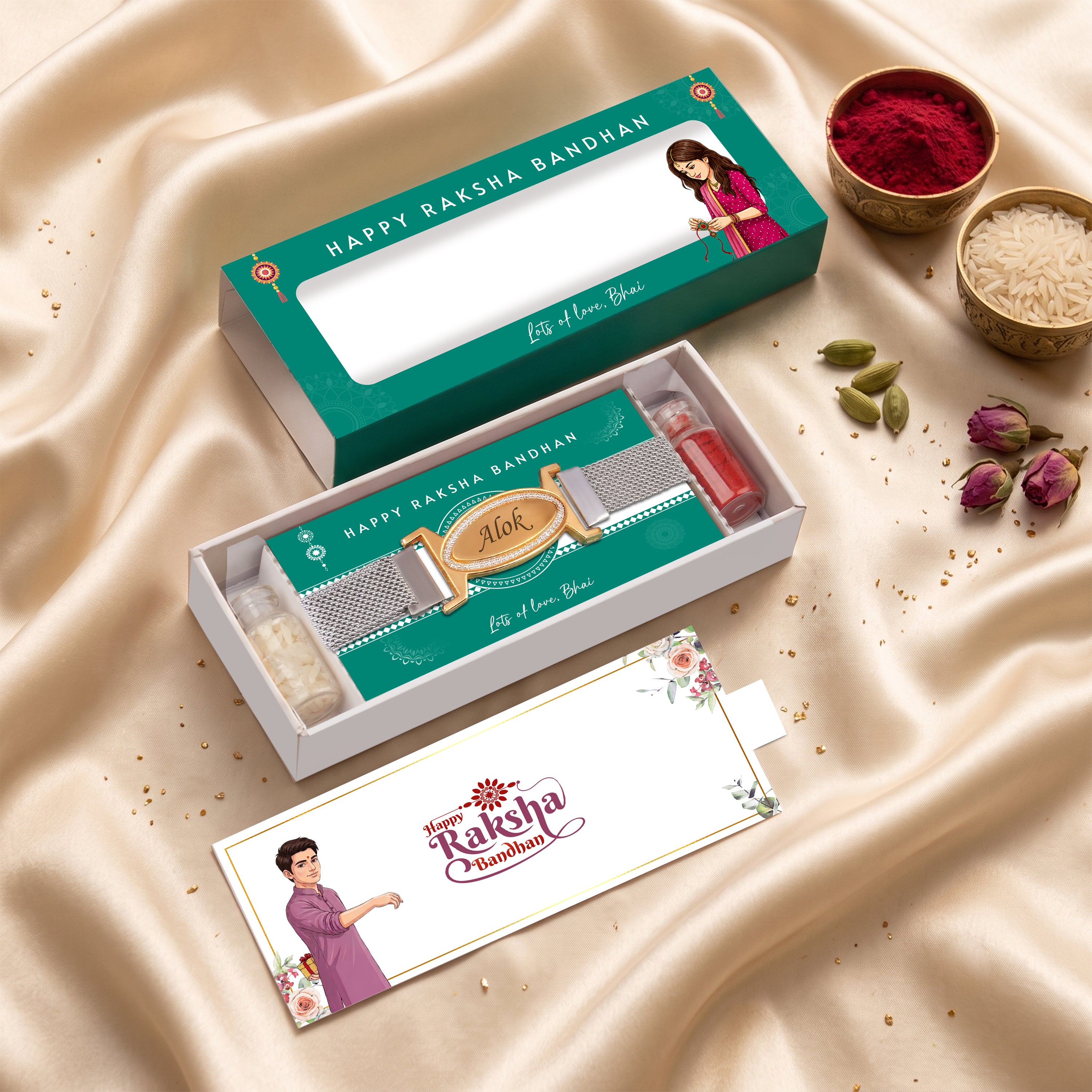 Shahi Bandhan Personalized Bracelet Rakhi With Gift Box