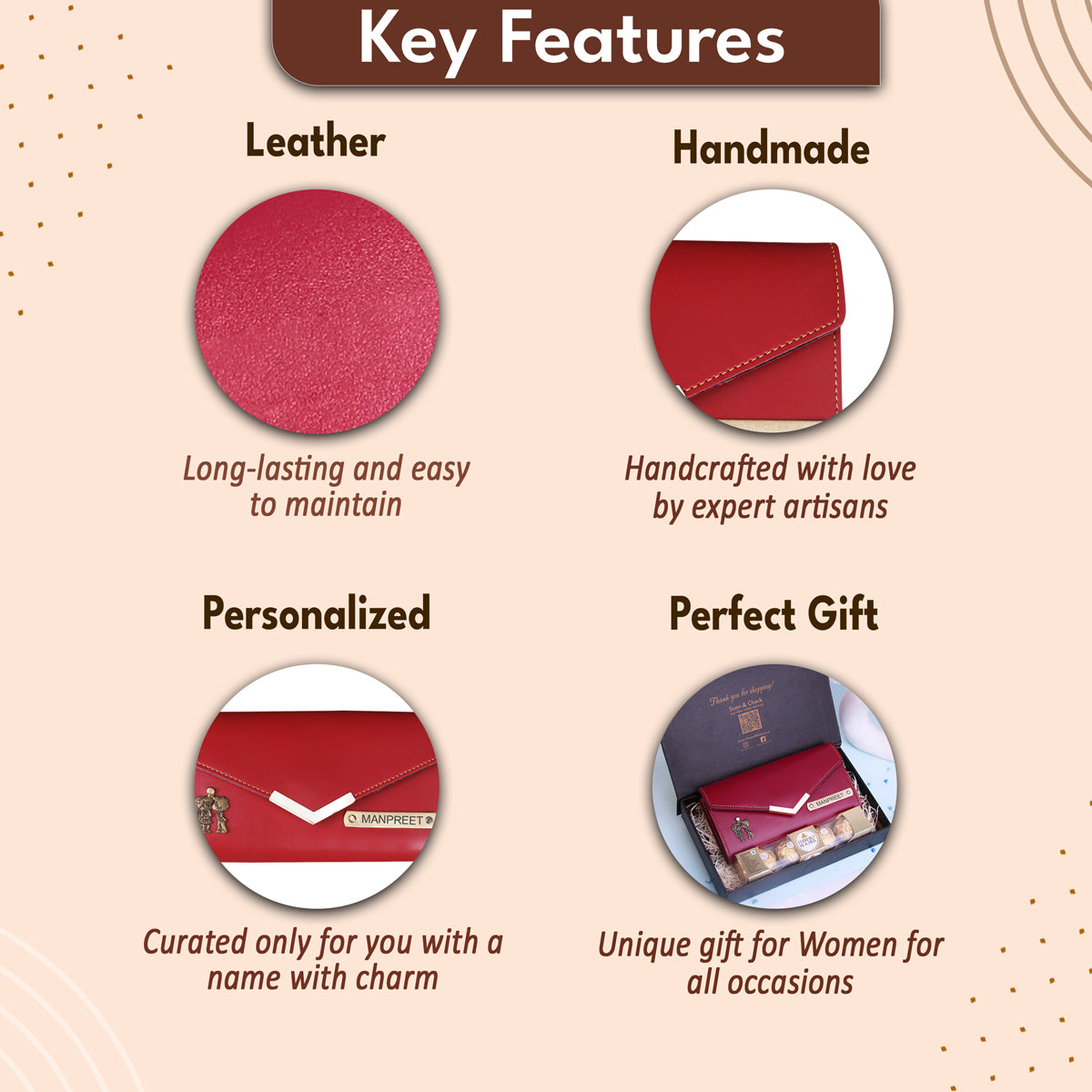 Personalized Premium Leather Clutch & Chocolate Gift Set