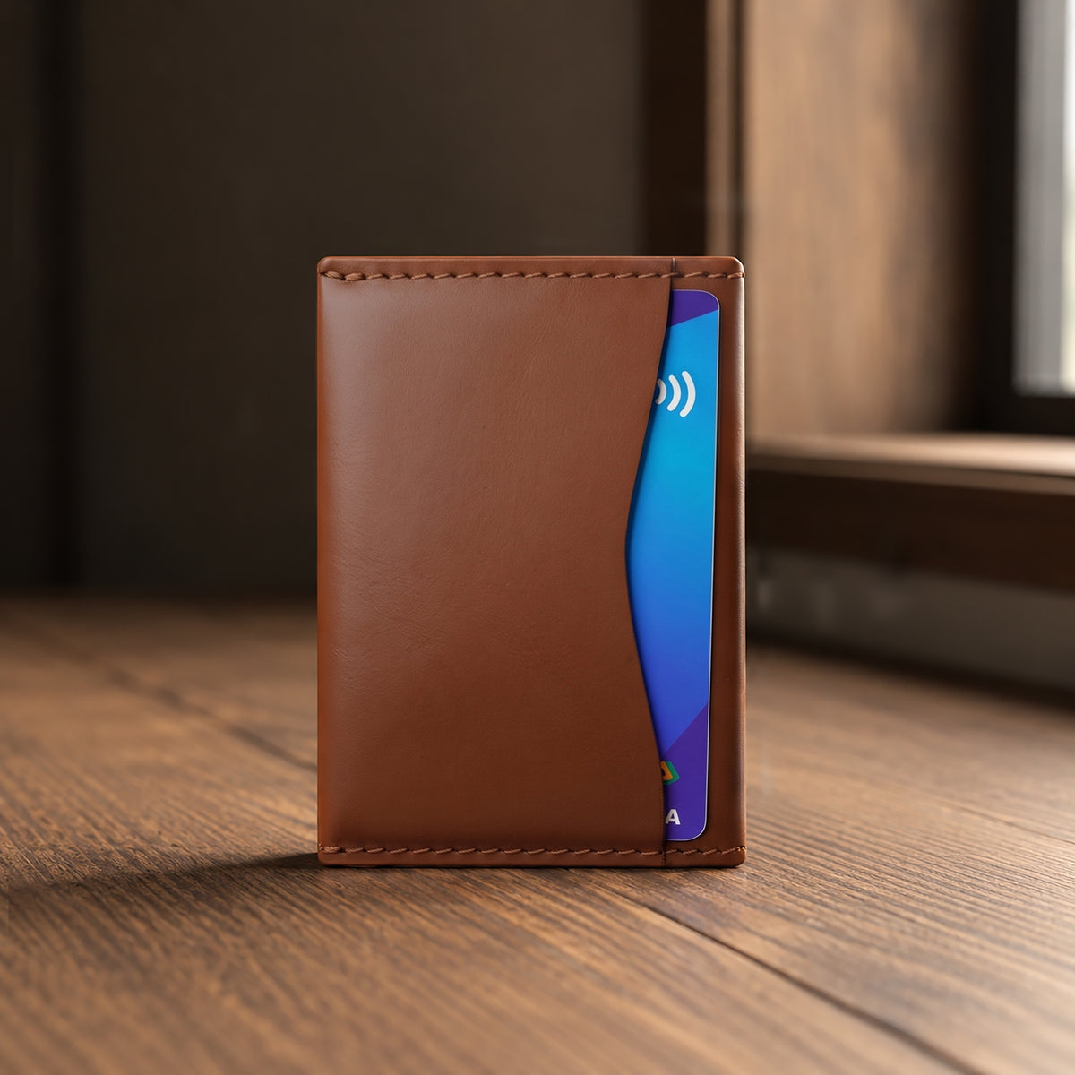 Axis Slim Leather Cardholder - Tan