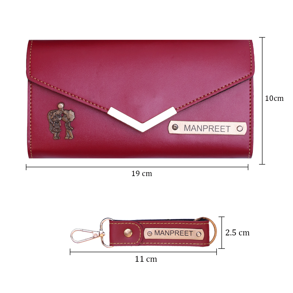 Personalized Premium Leather Clutch & Keychain Gift Set