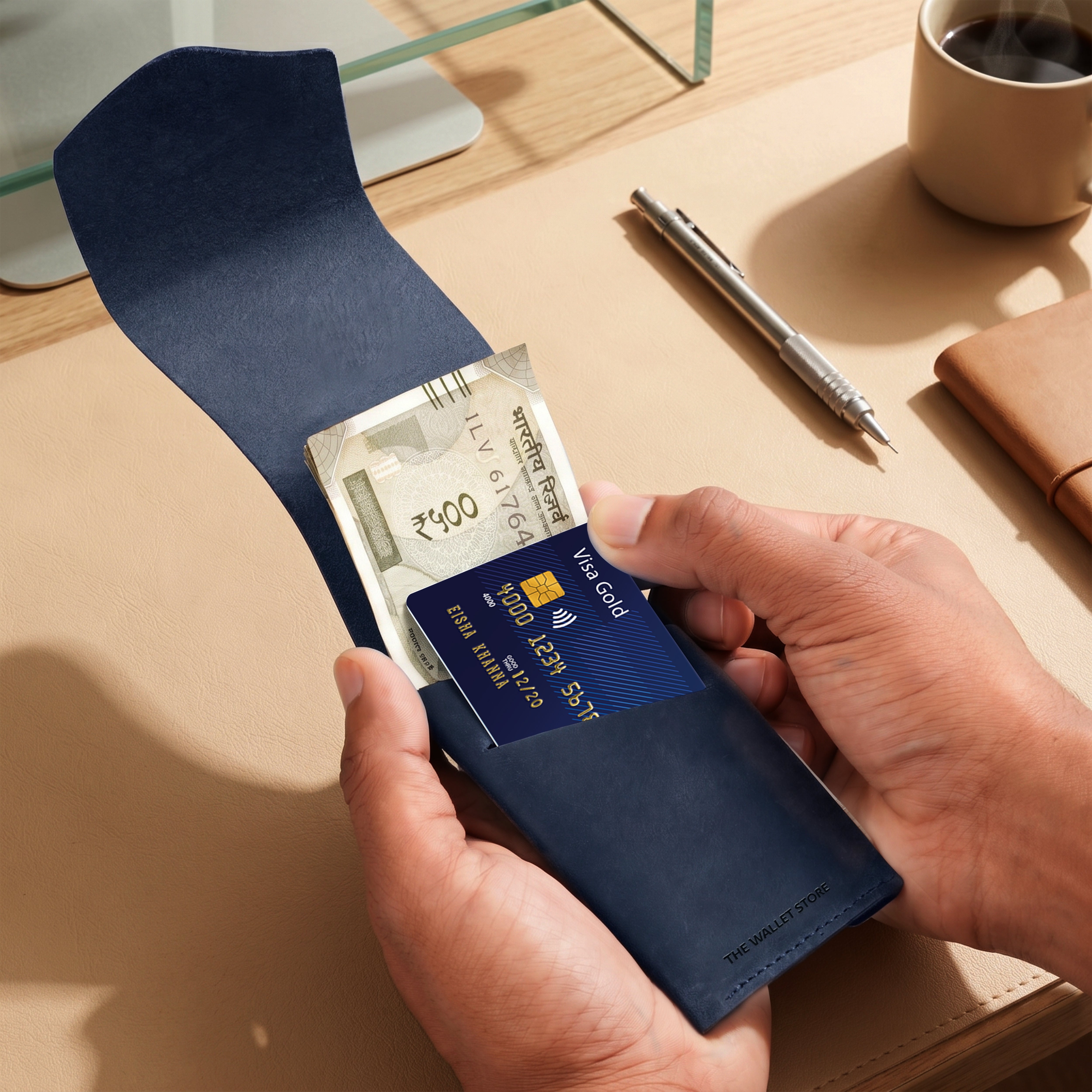 Urban Flip Genuine Leather Wallet - Blue