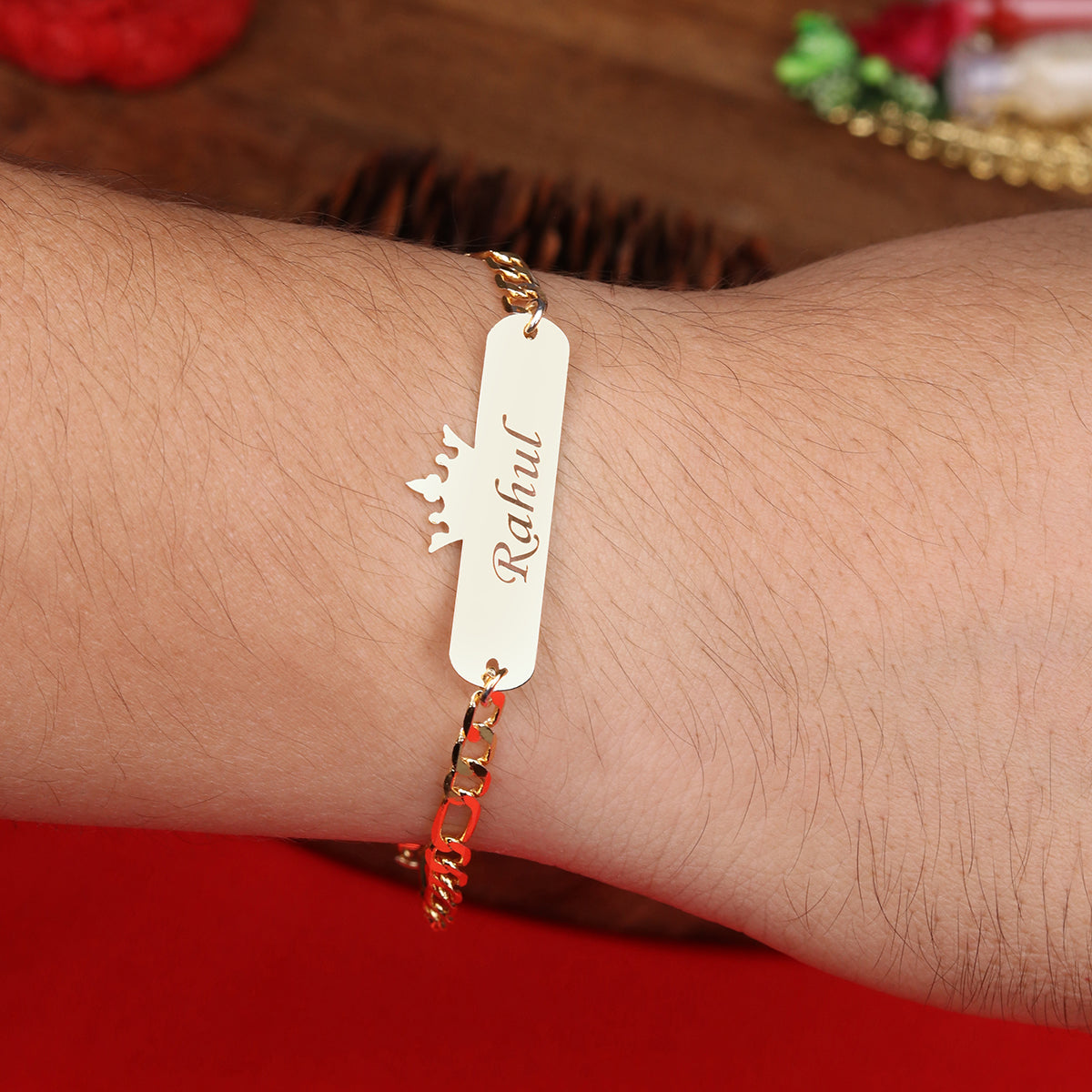 Personalized Metal Crown Rakhi With Name
