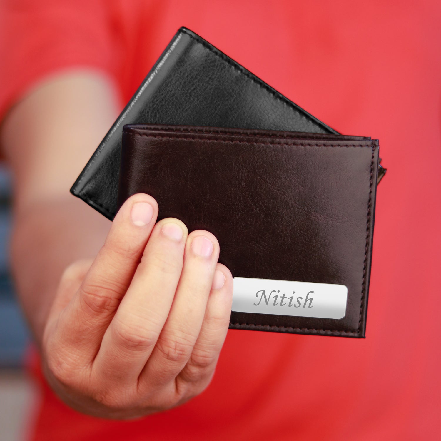Personalized Solid Men's Leather Wallet With Name