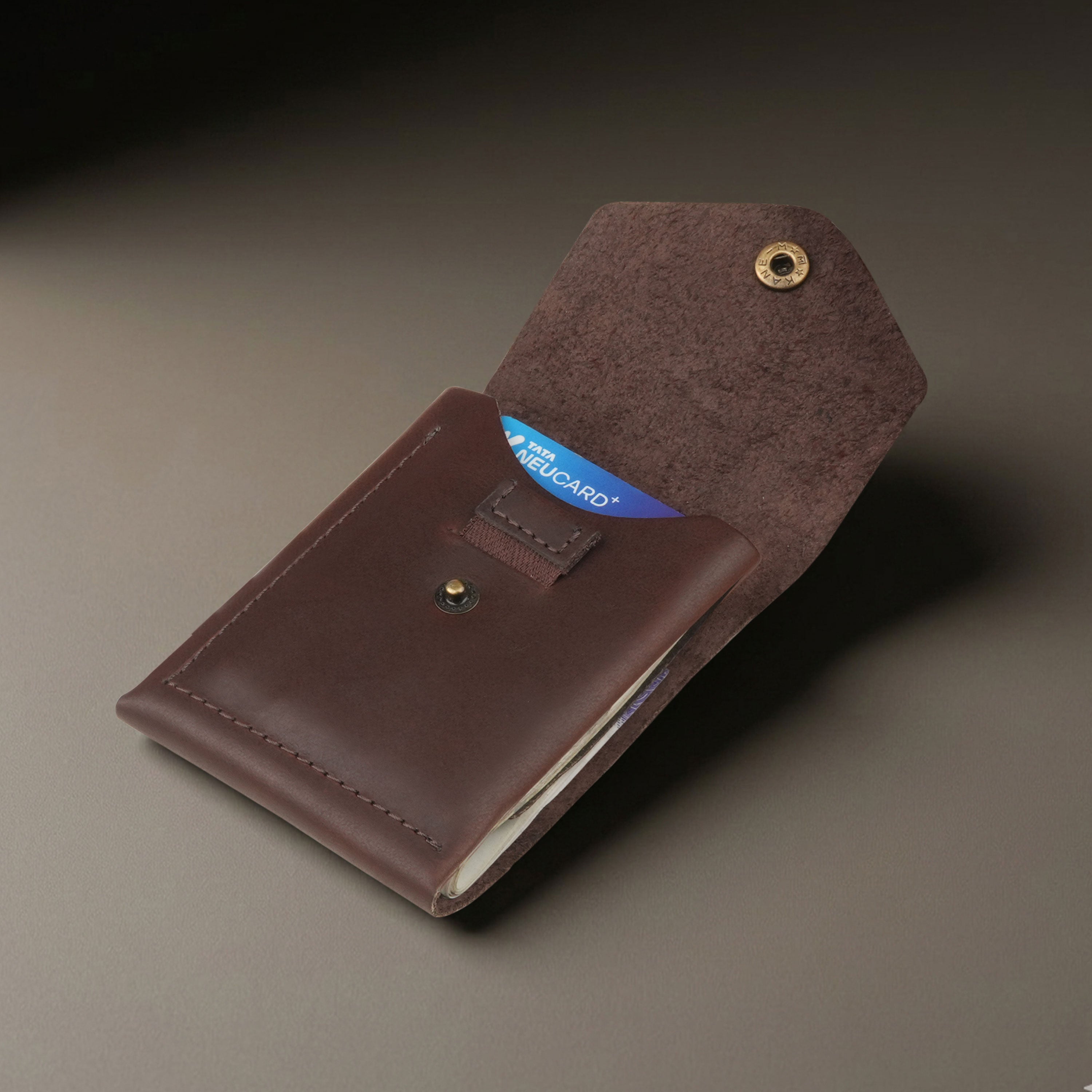 Flip Genuine Leather Wallet - Dark Brown