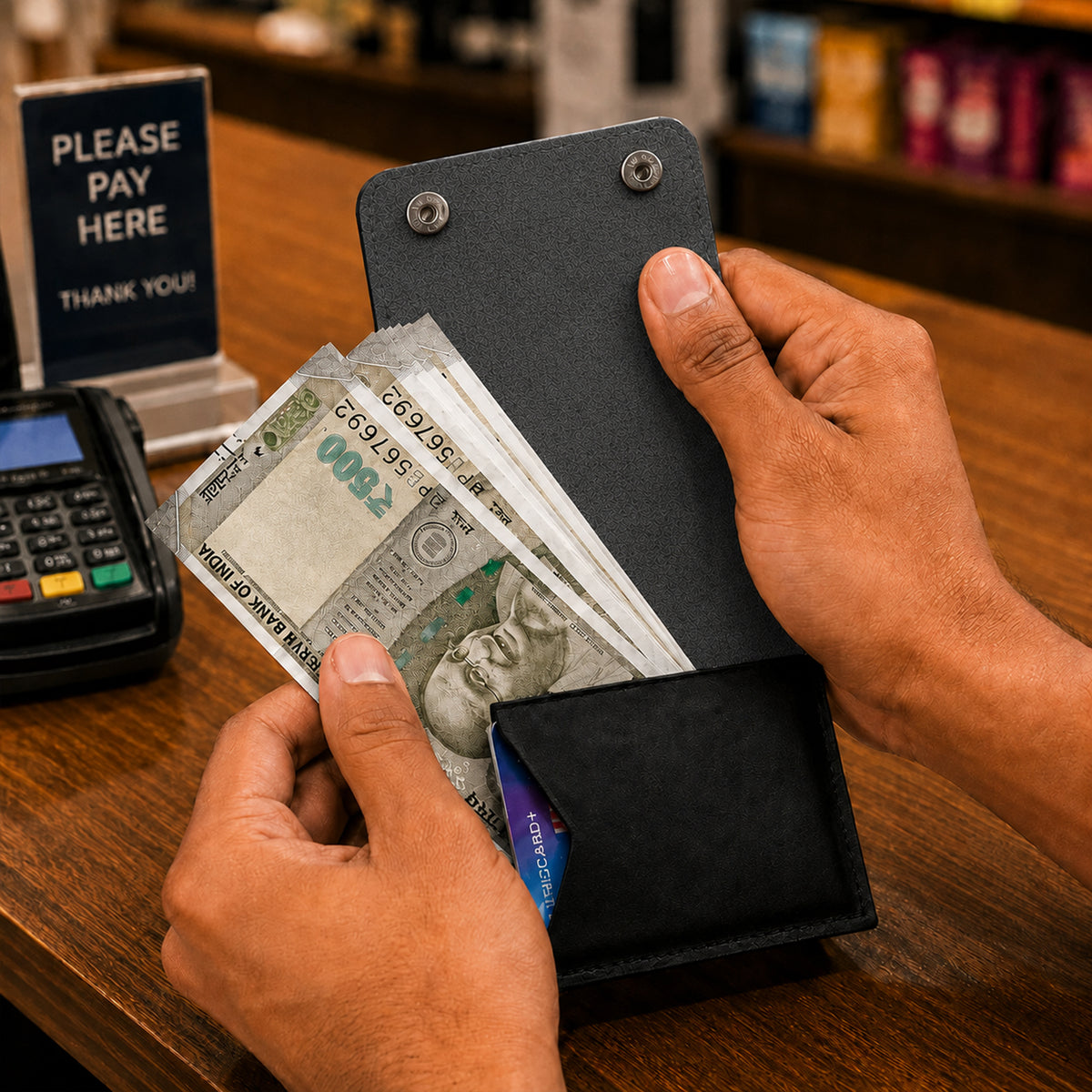ClickKiss Minimalist Genuine Leather Wallet - Black