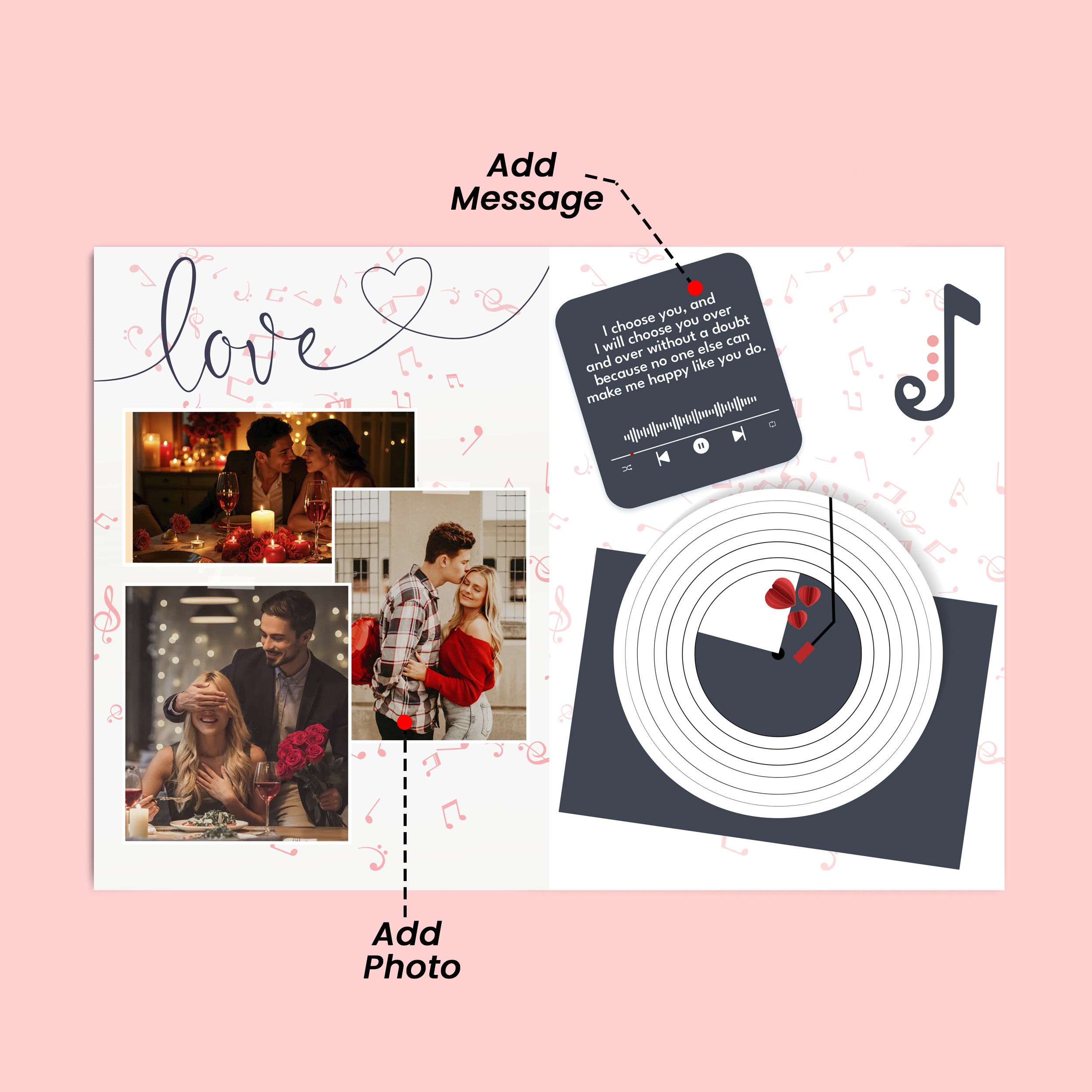 Personalized Valentines Day Audio Greeting Card - Theme 4
