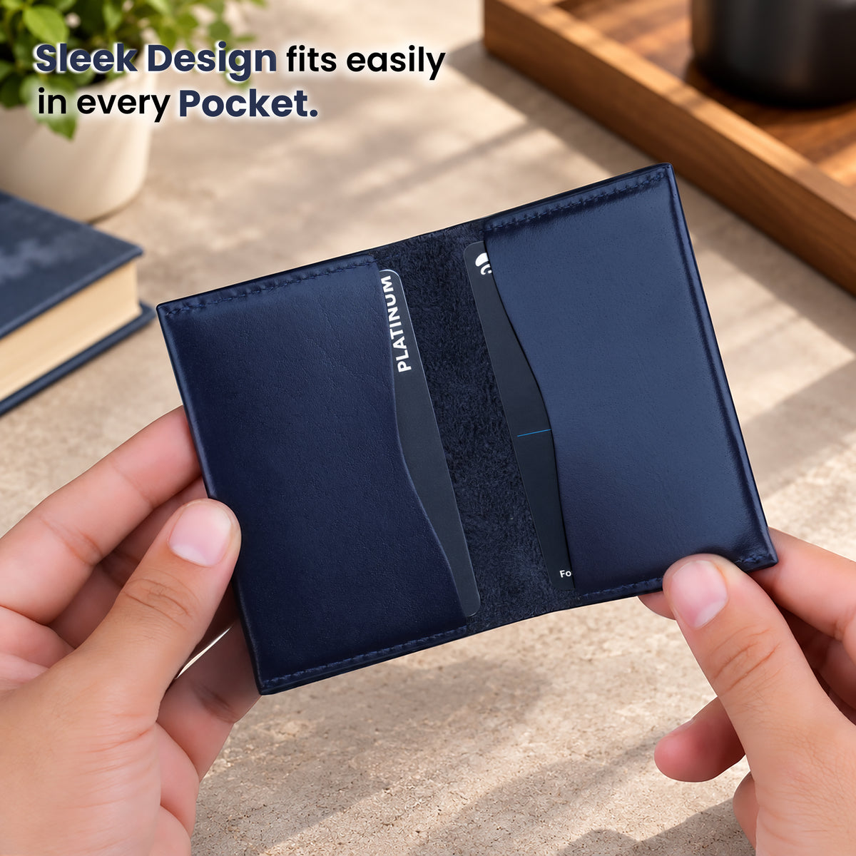 Axis Slim Leather Cardholder - Blue