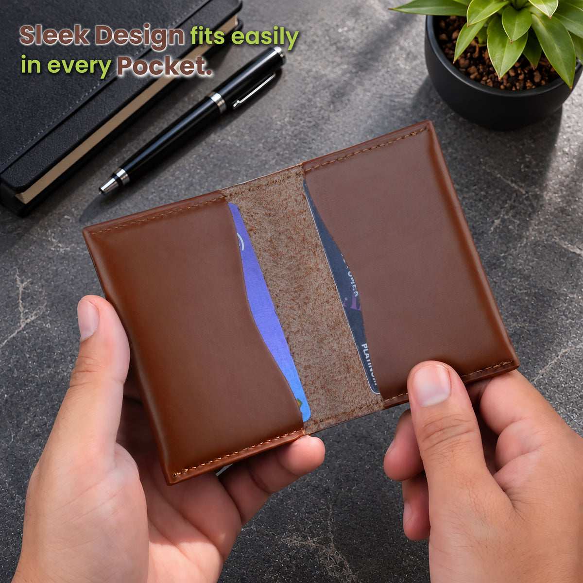 Axis Slim Leather Cardholder - Tan
