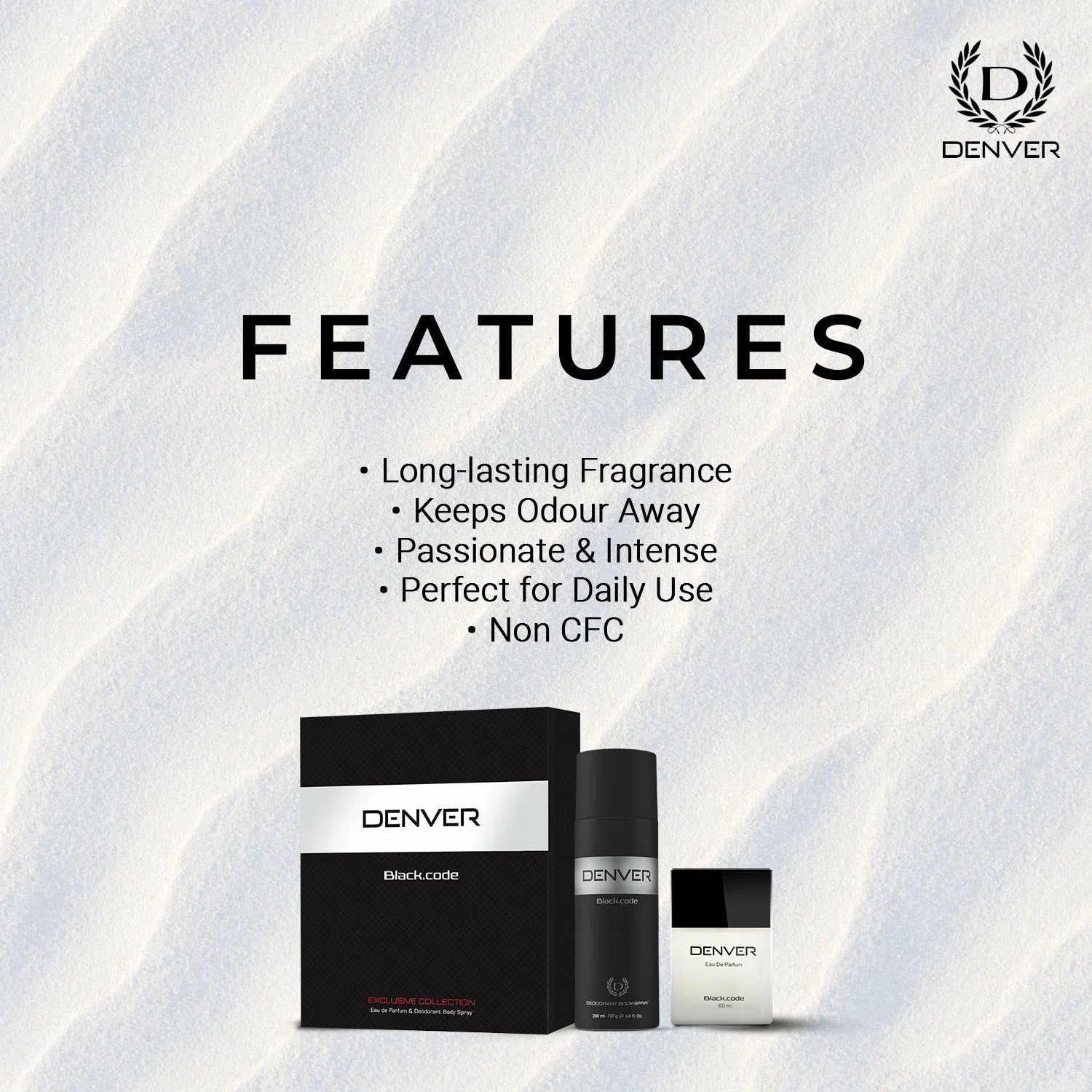 Denver Gift Pack Black Code | 60ml Perfume | 200 ml Deodorant