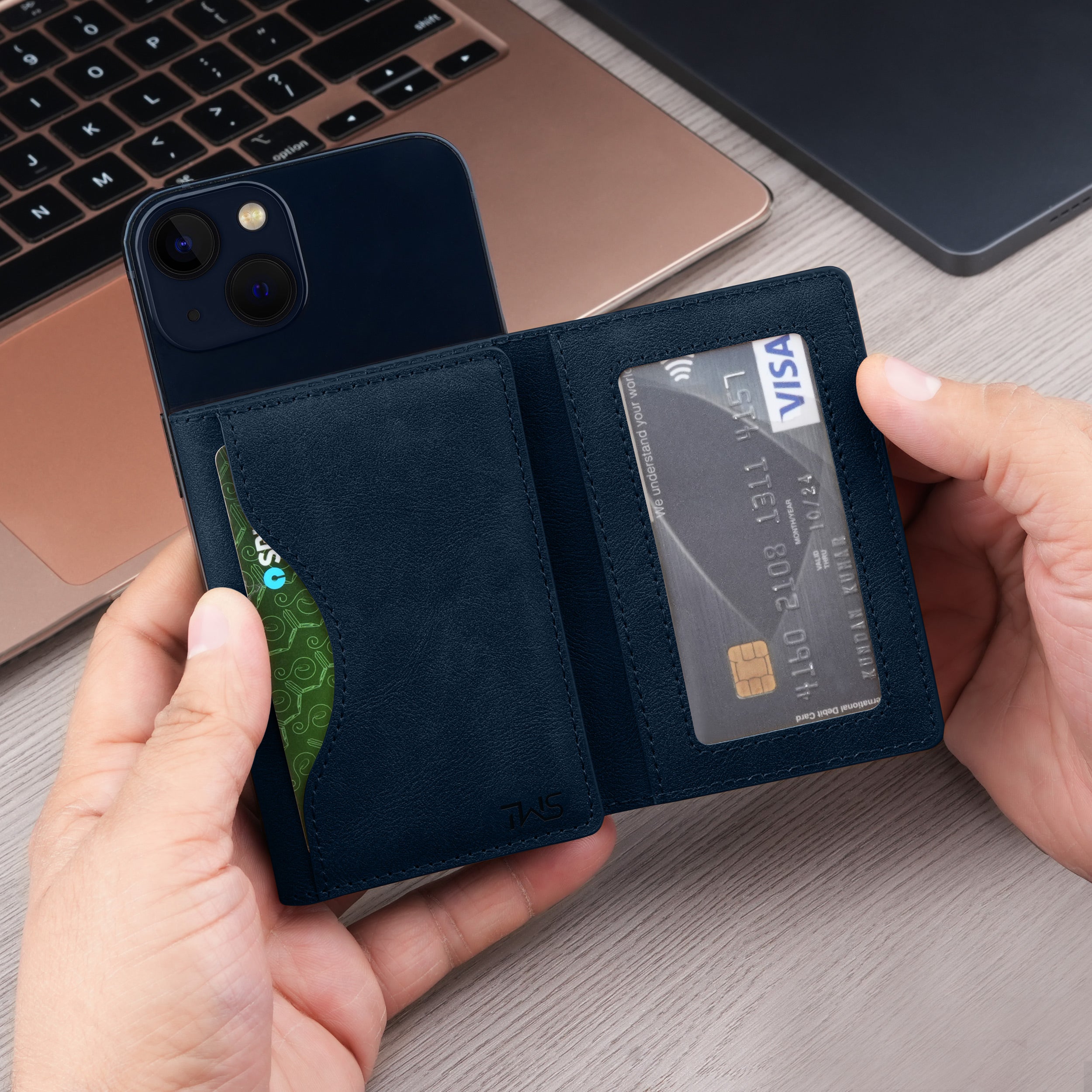 UrbanMag Secure MagSafe Tri-Fold Cardholder - Blue