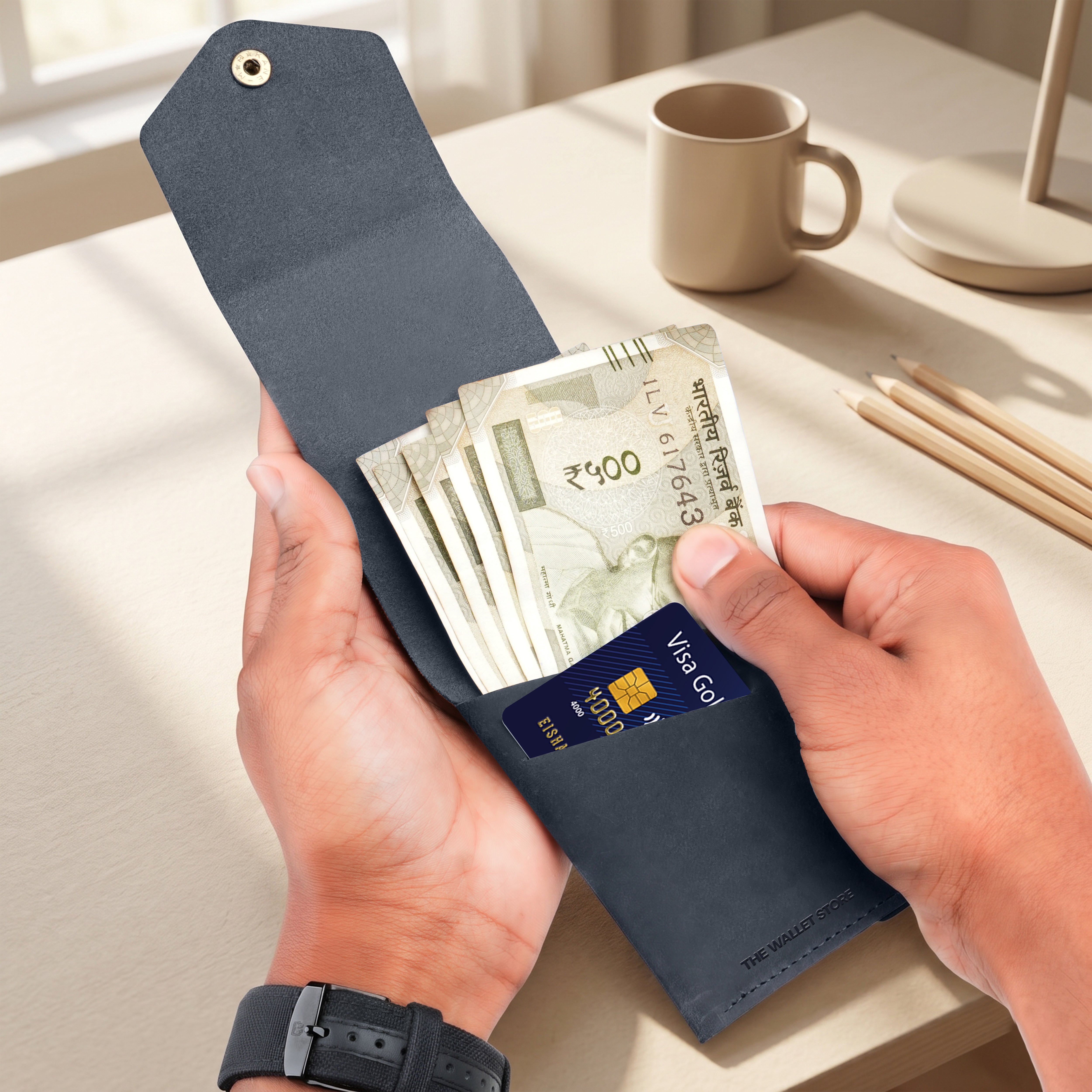 Flip Genuine Leather Wallet - Blue