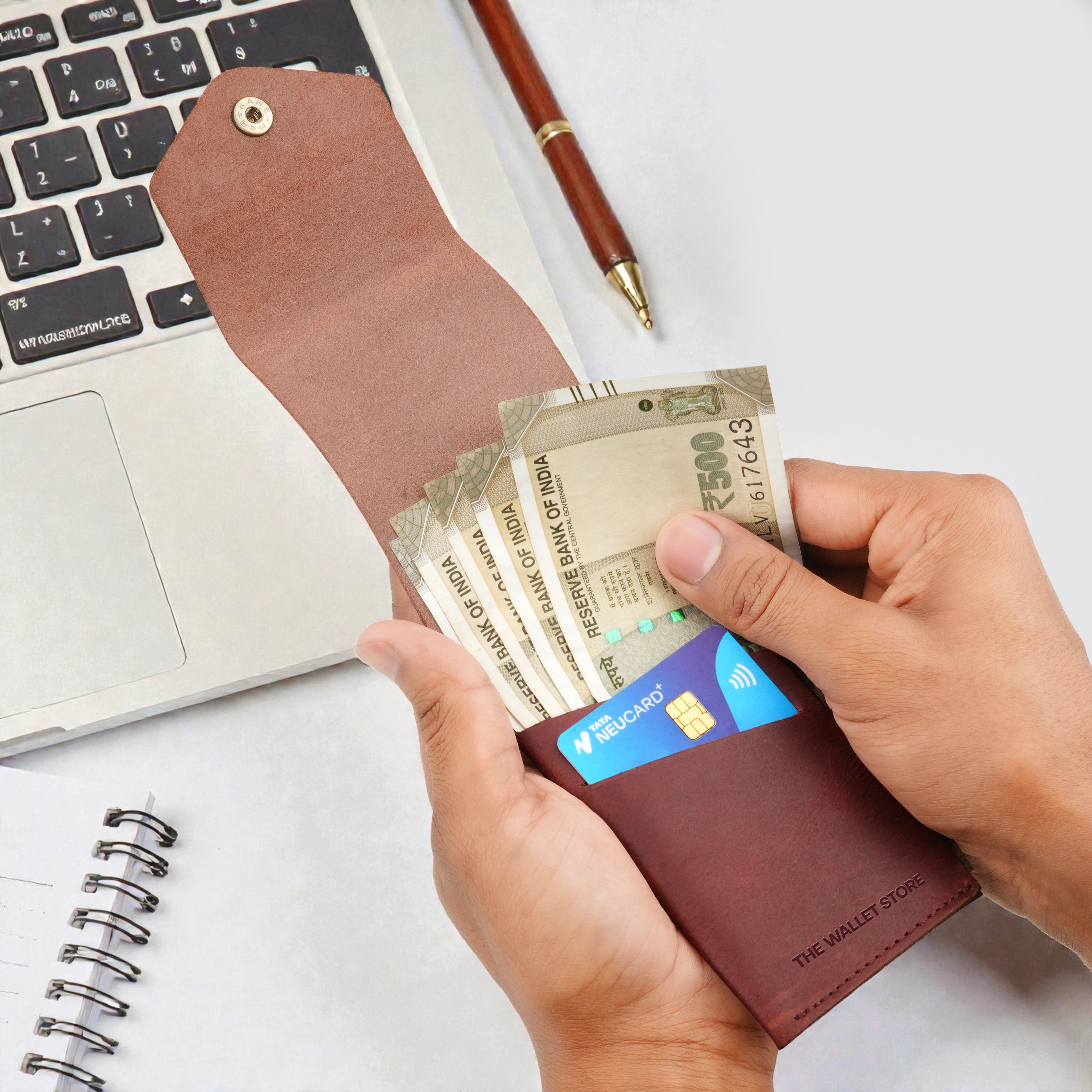 Flip Genuine Leather Wallet - Wine