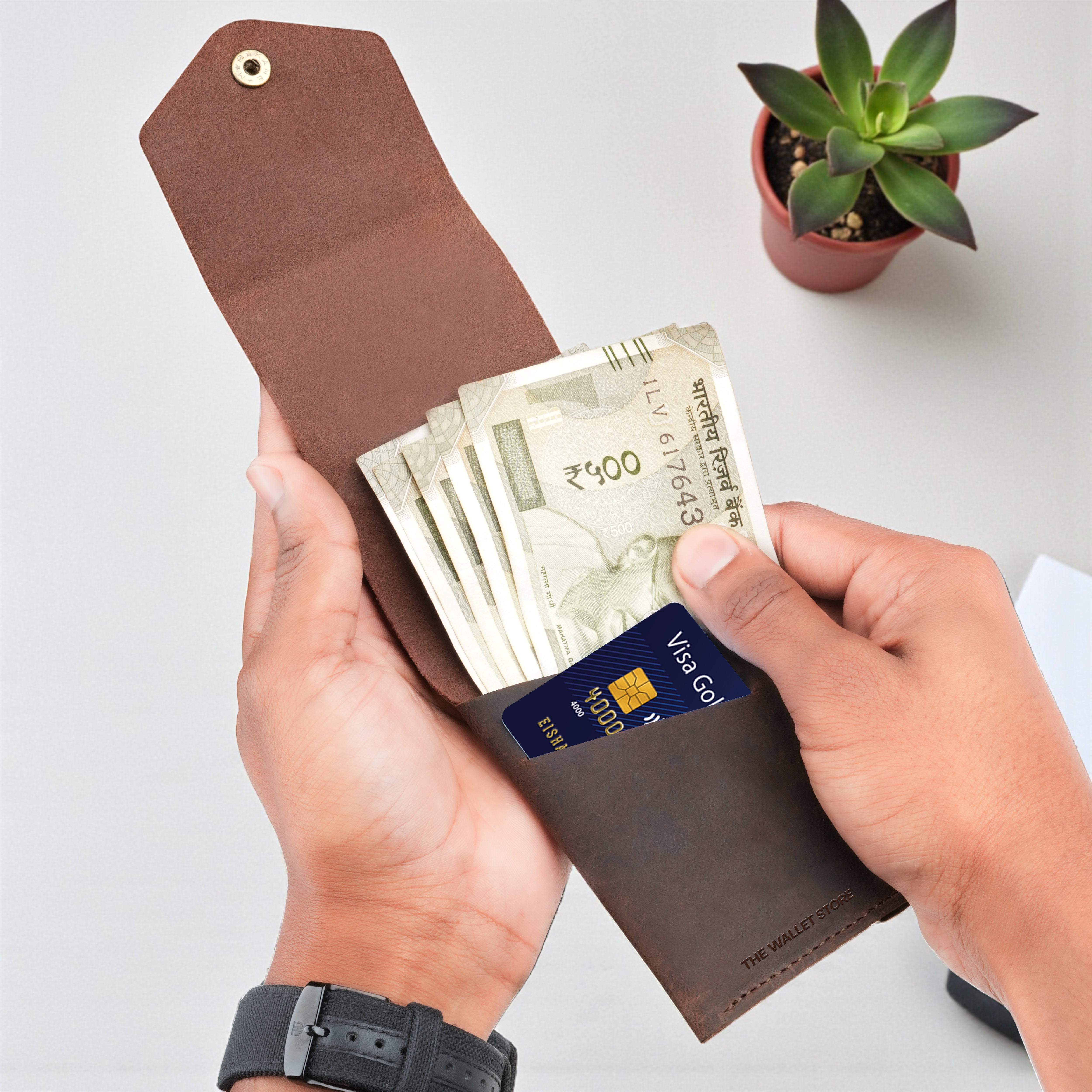 Flip Genuine Leather Wallet - Brown