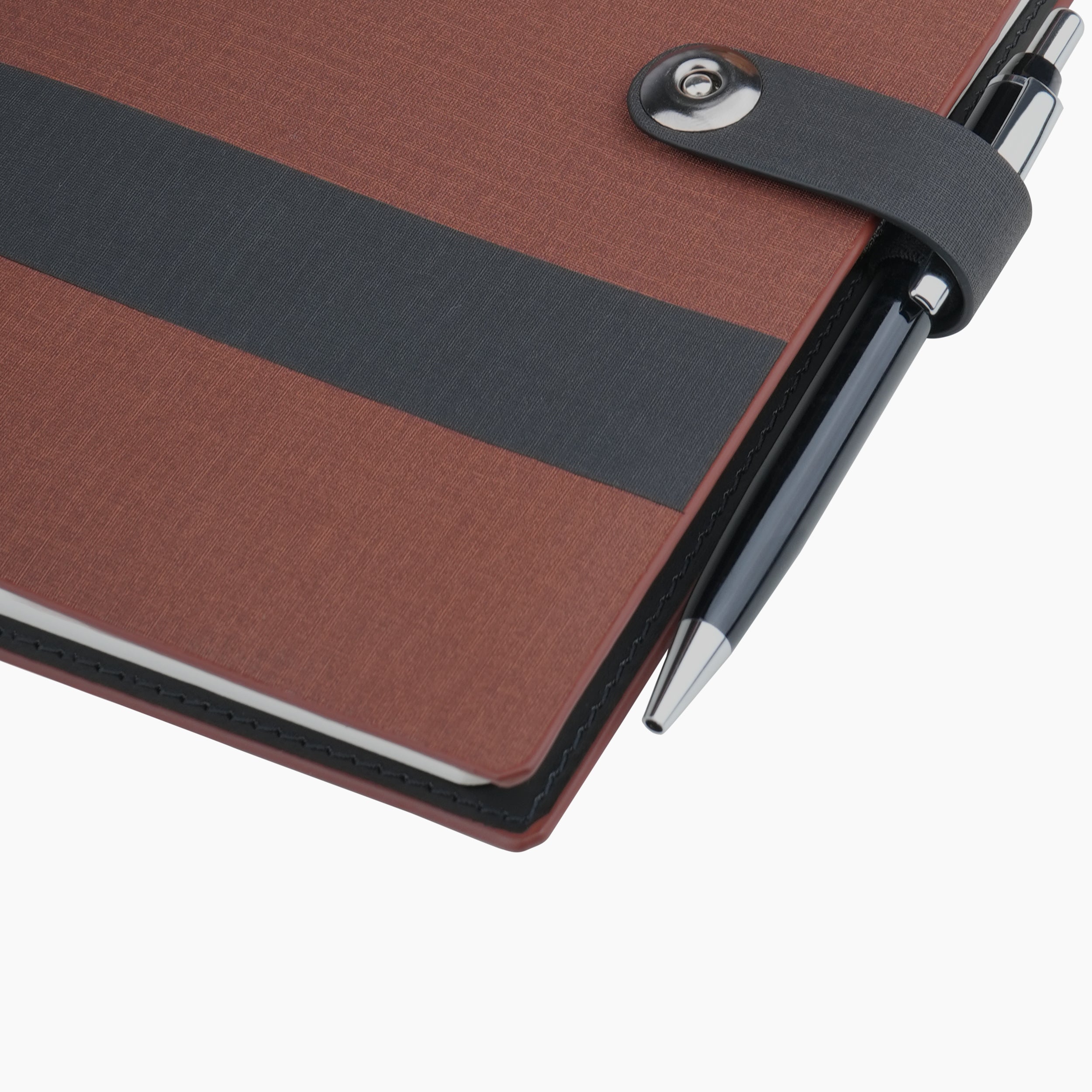 Shadow Line Leather Diary & Pen Gift Set - Brown & Black