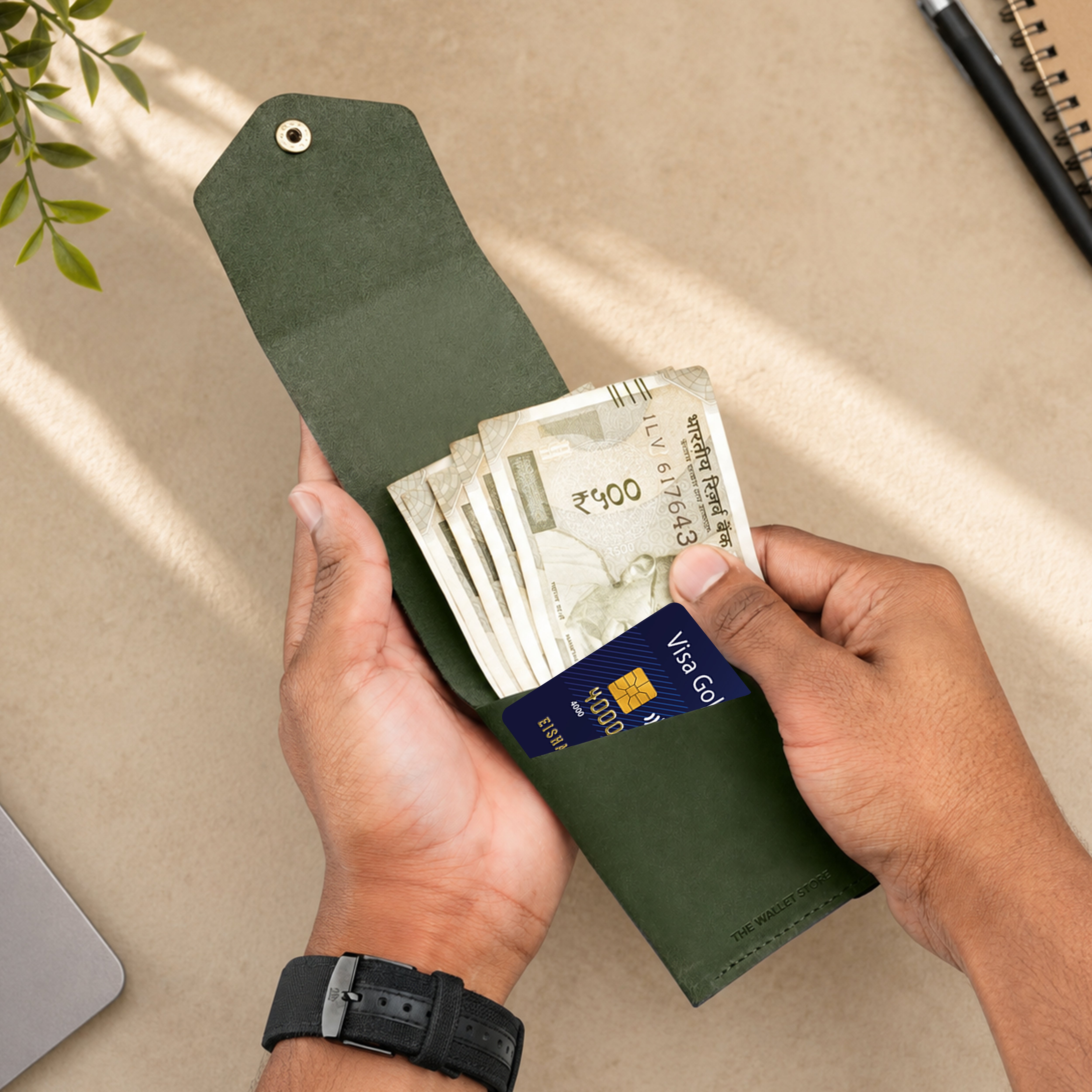 Flip Genuine Leather Wallet - Dark Green
