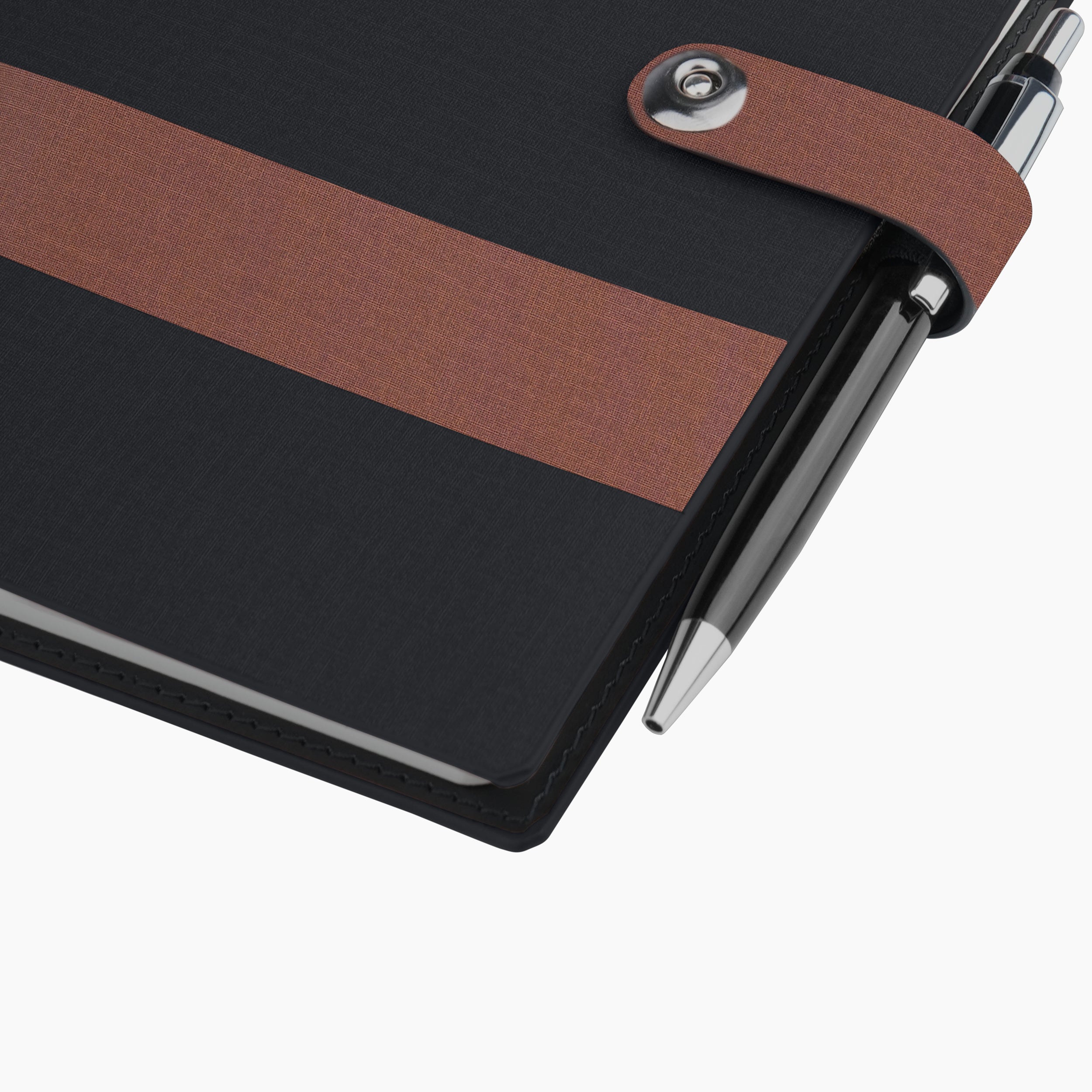 Shadow Line Leather Diary & Pen Gift Set - Black & Brown
