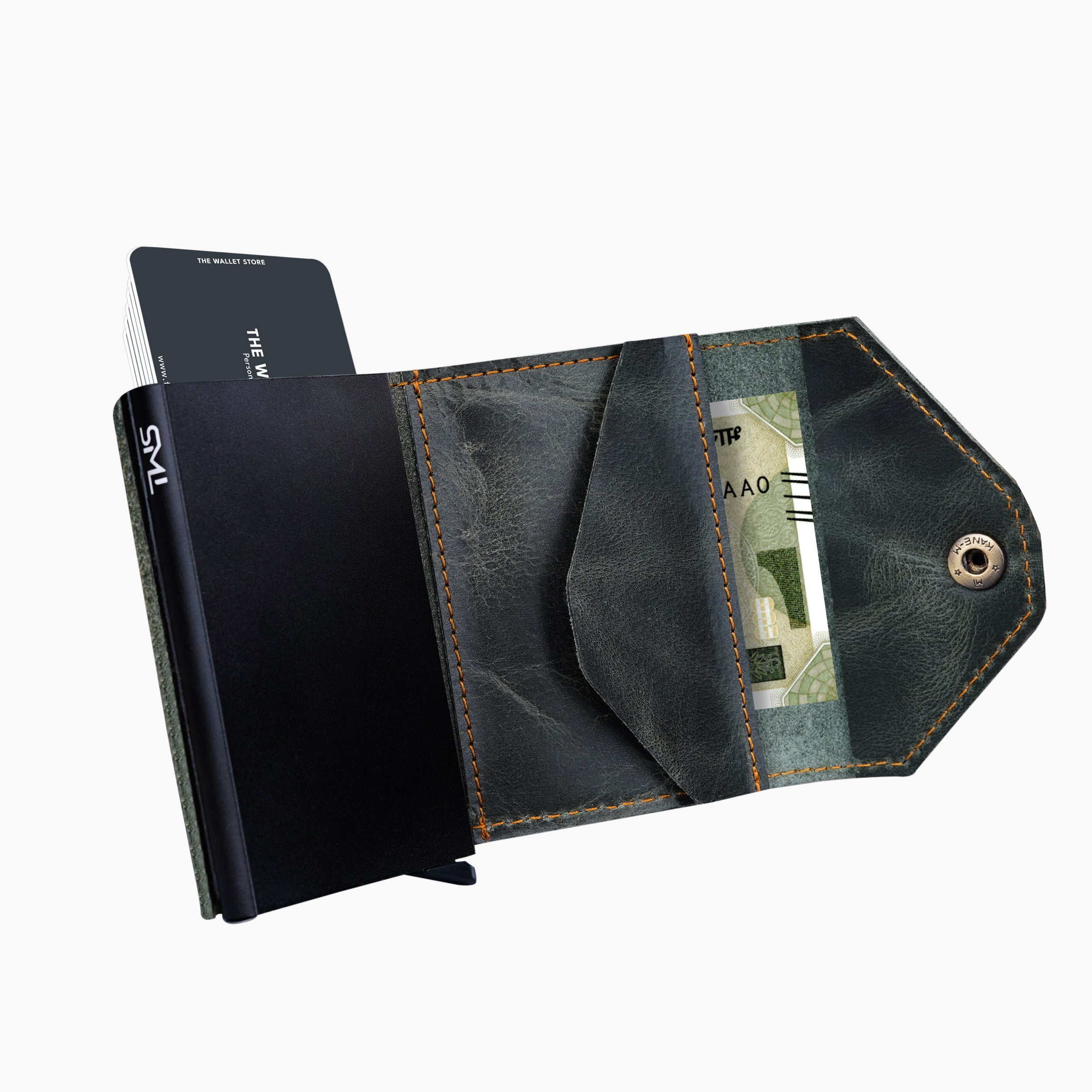 Trailblazer Genuine Leather RFID Protected Wallet Card Holder - Green