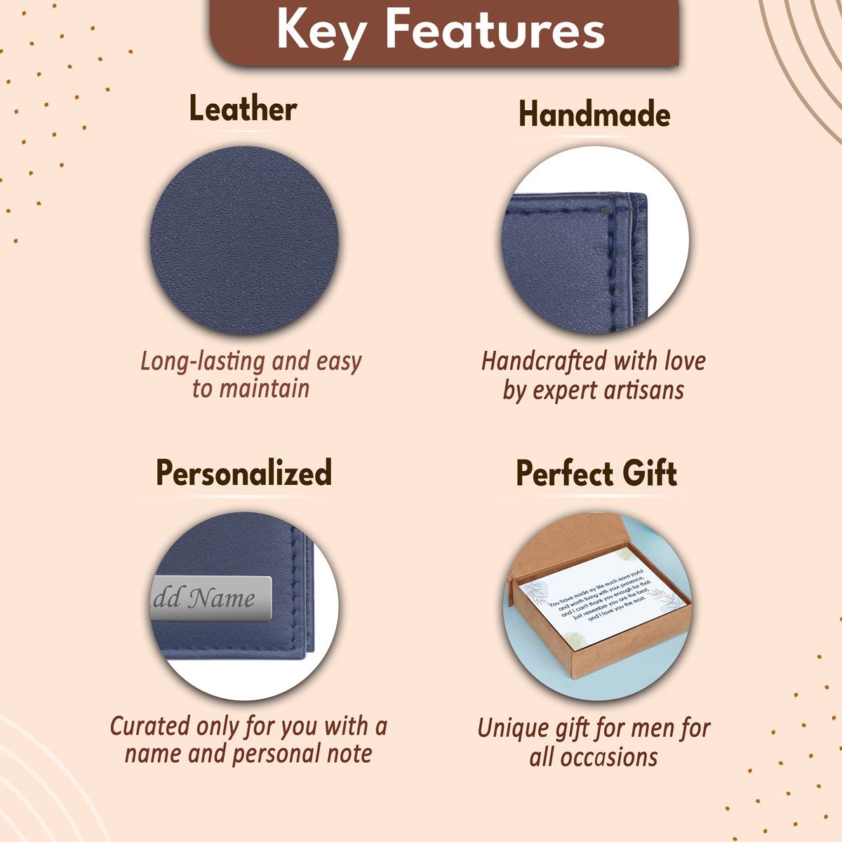 Personalized Solid Leather Wallet With Name For Men