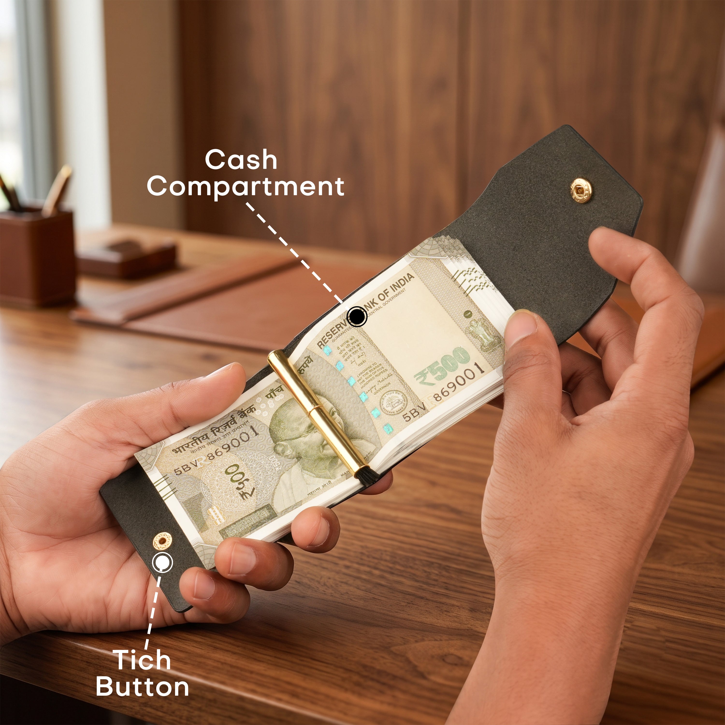 Cash Wrap Slim Leather Wallet