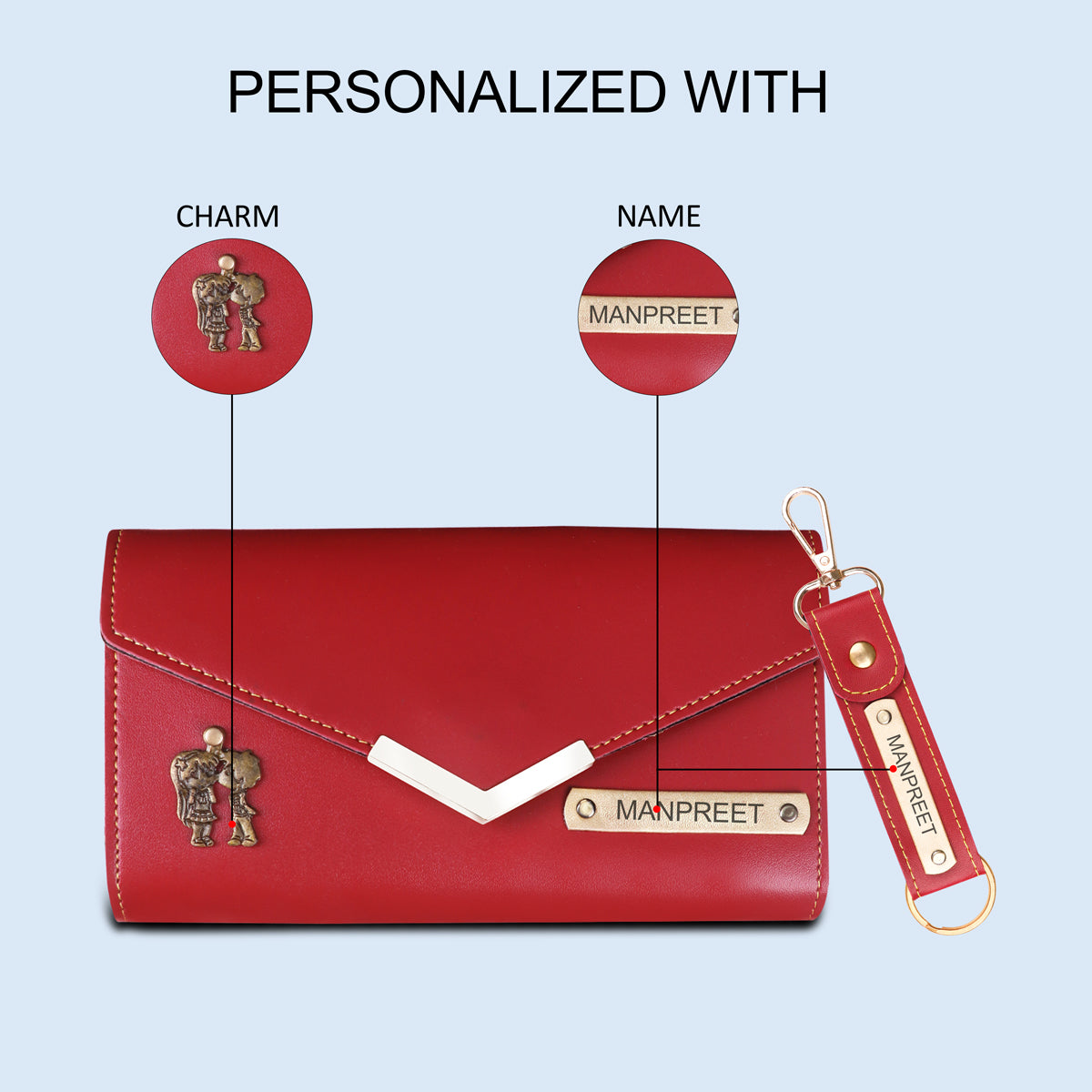 Personalized Premium Leather Clutch Keychain & Chocolate Gift Set