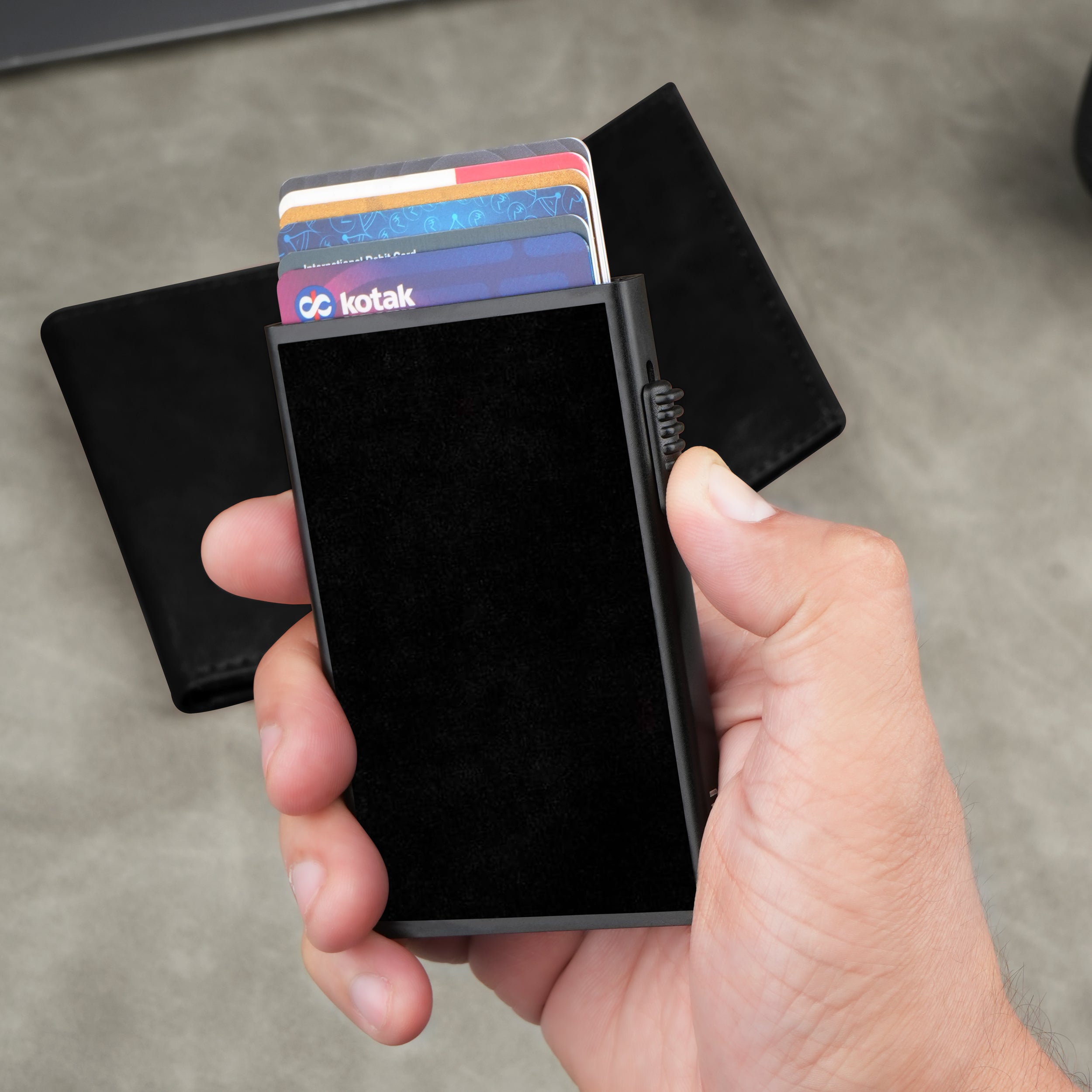Cipher RFID-Protected Wallet With Detachable Cardholder - Black