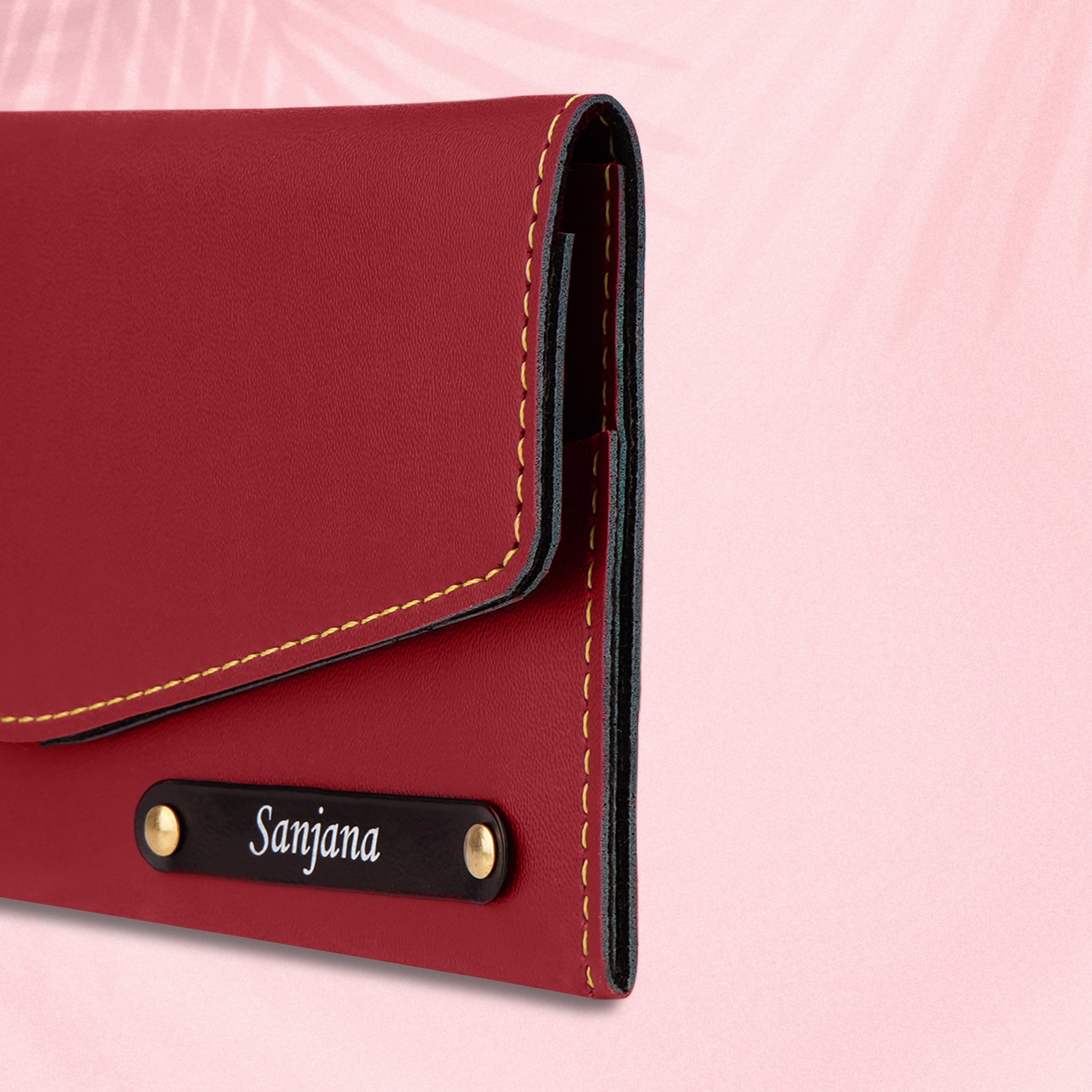 Personalized Charmed Essence Envelope Clutch With Name & Charm - Red