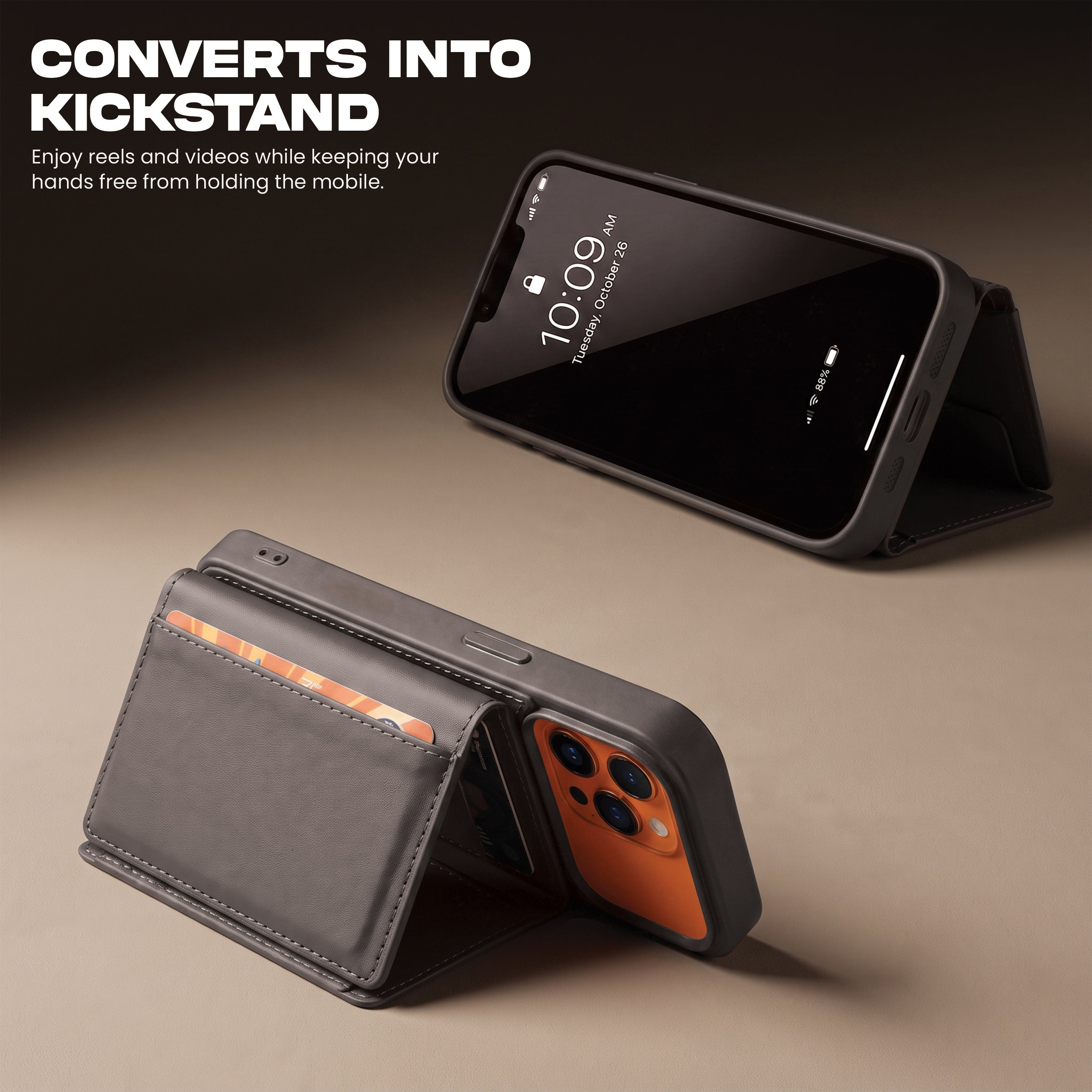 iPhone 17 Pro Max Magnetic Case with Detachable Cardholder - Grey