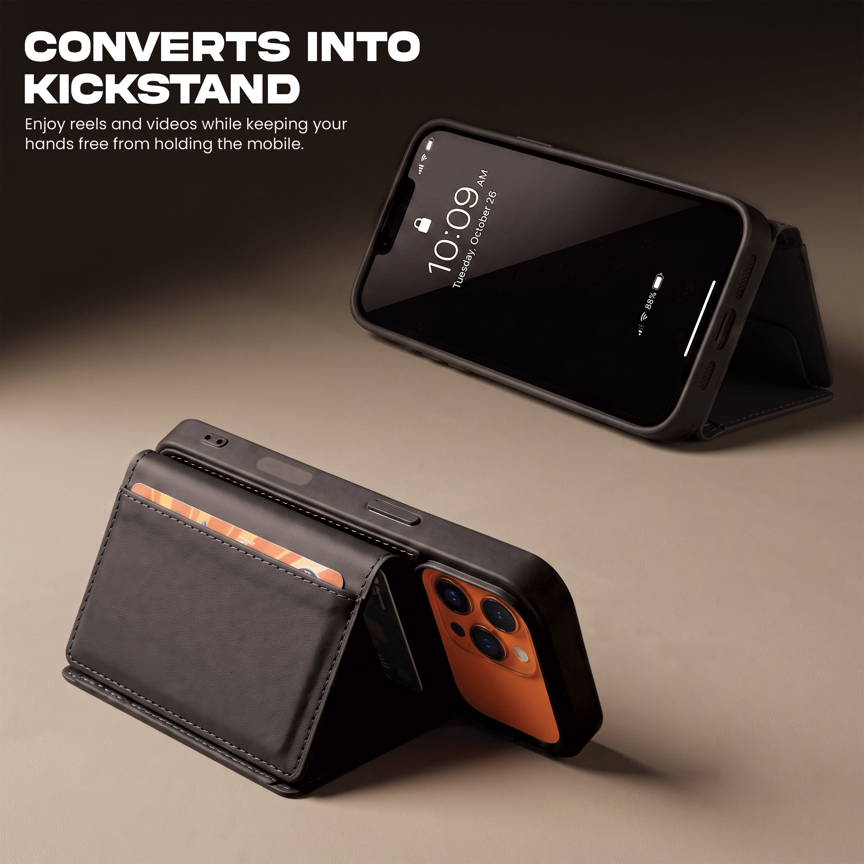 iPhone 17 Pro Max Magnetic Case with Detachable Cardholder - Black