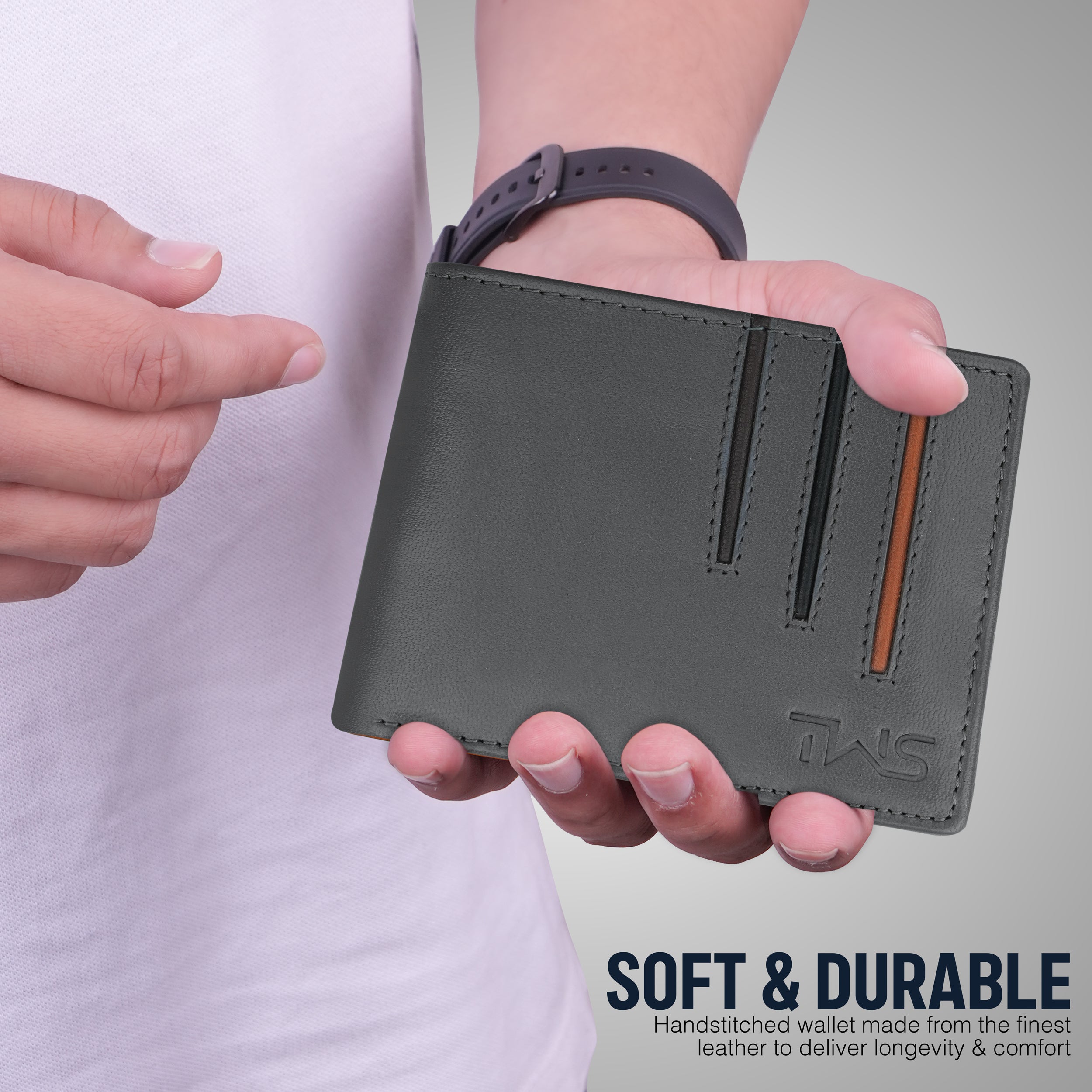 Spectrum Leather Wallet For Men - Grey