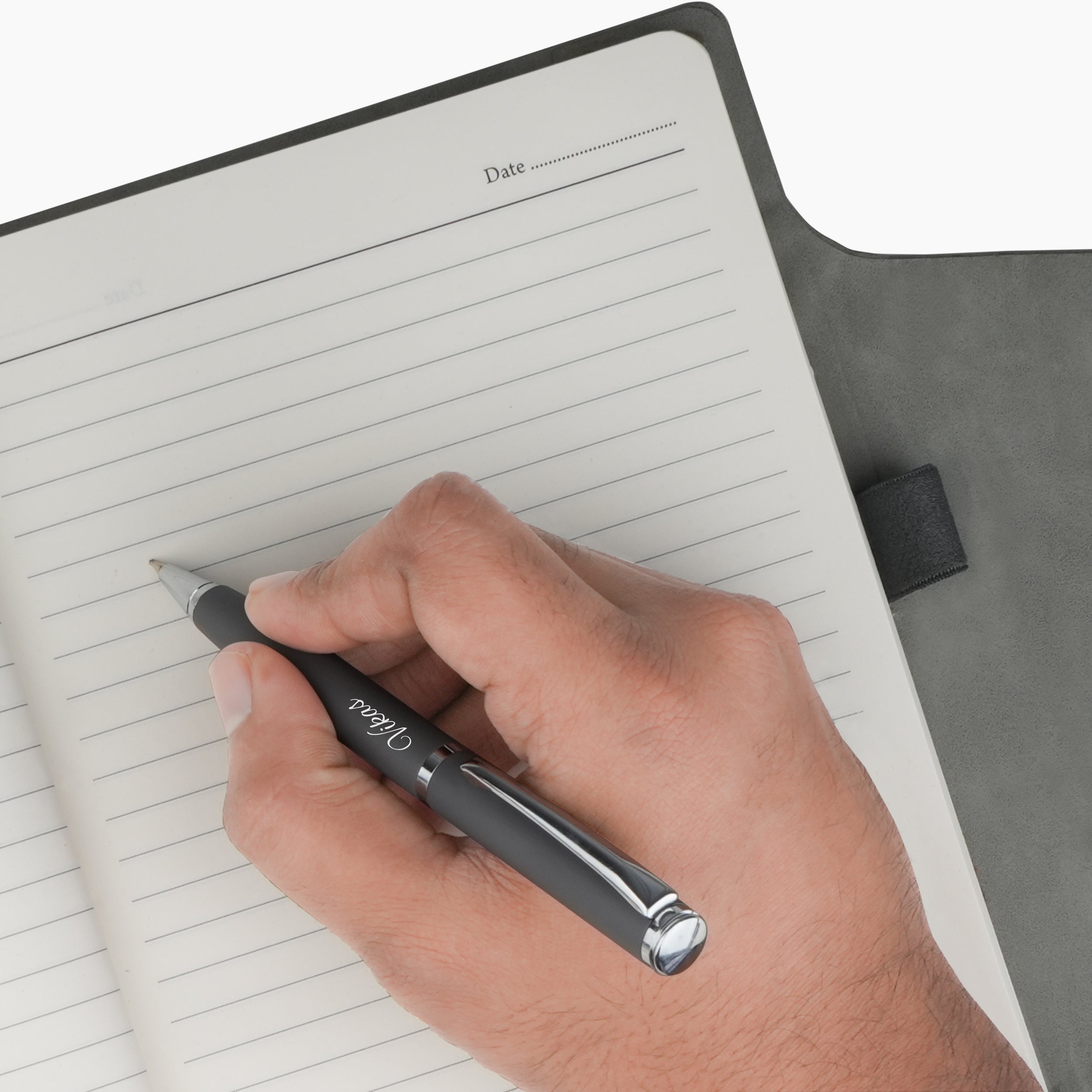 Silver Edge Personalized Diary & Pen Gift Set