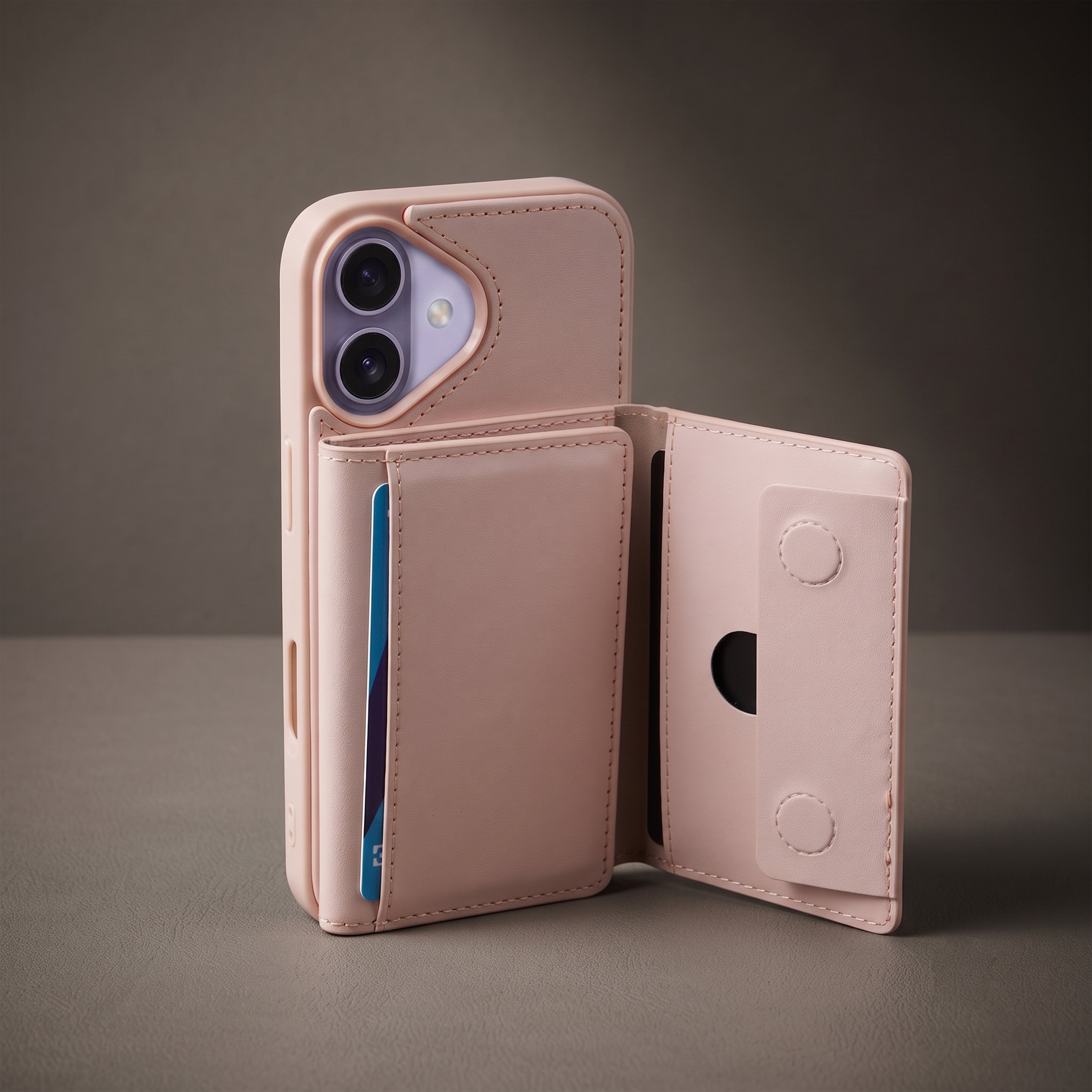 iPhone 16 Magnetic Case with Detachable Cardholder - Pink