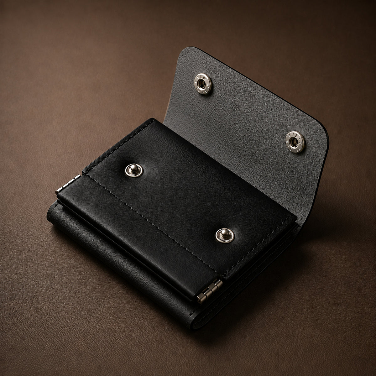 ClickKiss Minimalist Genuine Leather Wallet - Black